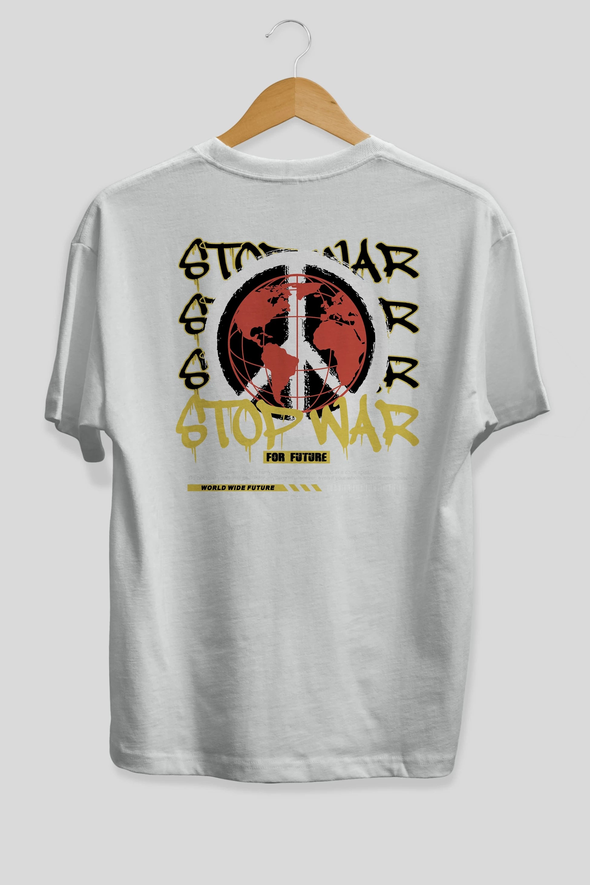 Stop War for Future Arka Baskılı Oversize t-shirt Erkek Kadın Unisex