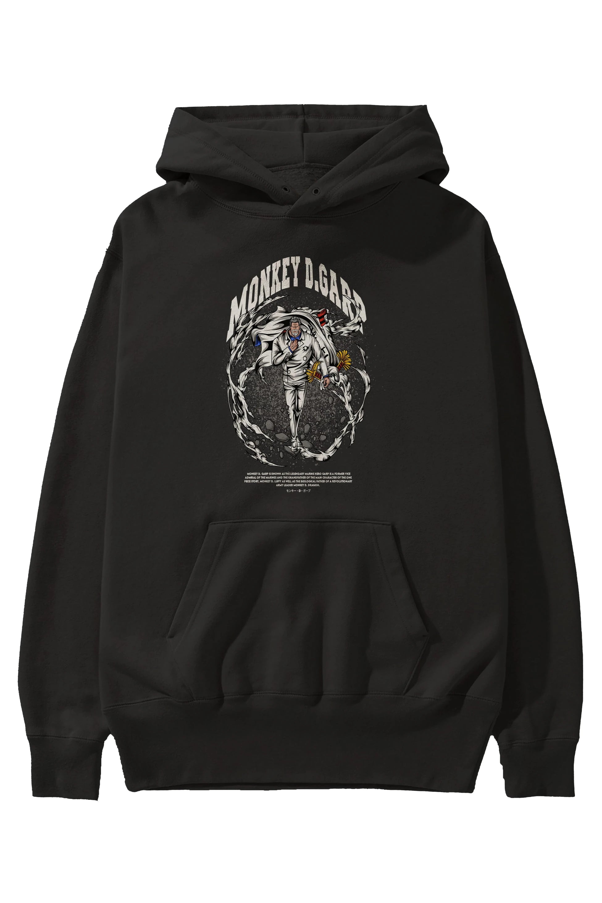 Monkey D. Garp Anime Ön Baskılı Hoodie Oversize Kapüşonlu Sweatshirt Erkek Kadın Unisex