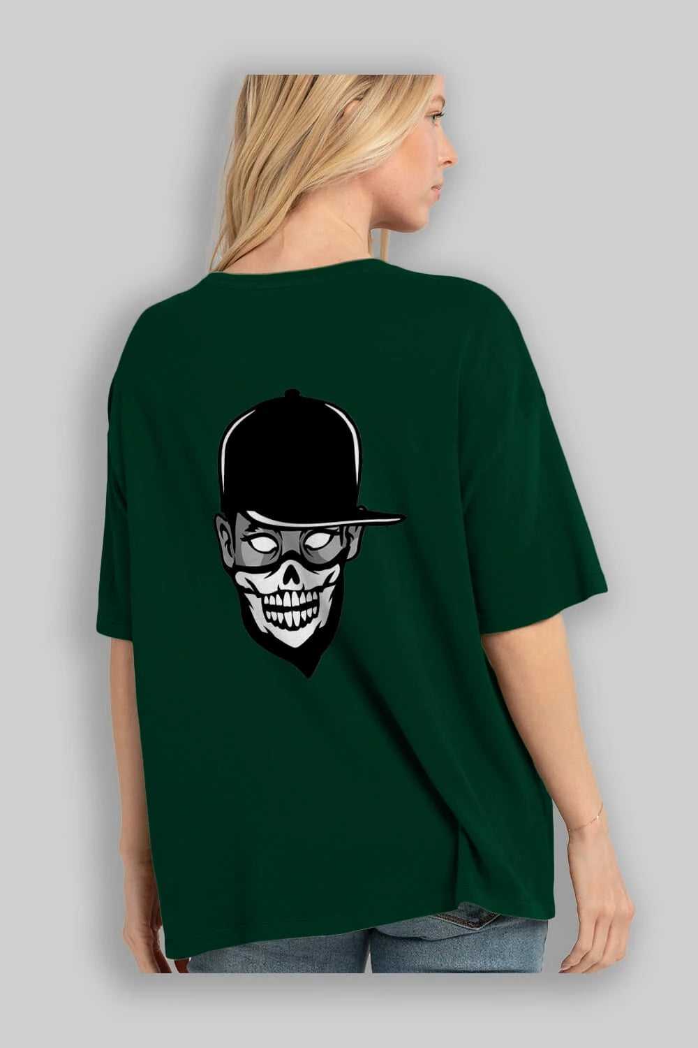 Skull Mask Arka Baskılı Oversize t-shirt Erkek Kadın Unisex %100 Pamuk tişort