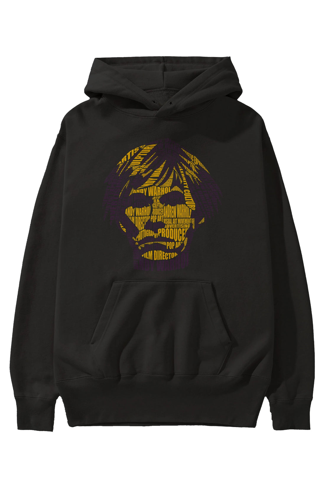 Andy Warhol Calligram Ön Baskılı Hoodie Oversize Kapüşonlu Sweatshirt Erkek Kadın Unisex
