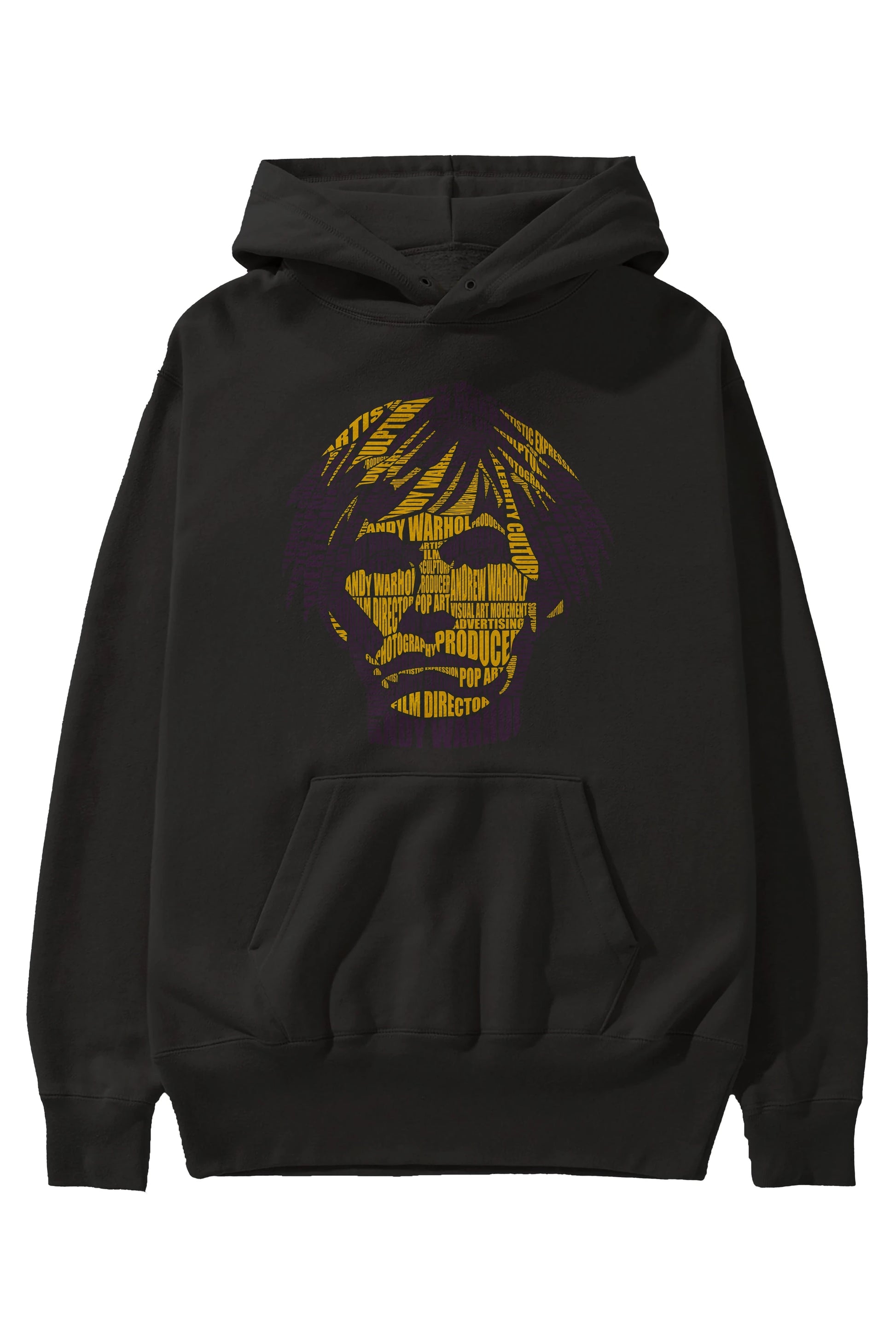 Andy Warhol Calligram Ön Baskılı Hoodie Oversize Kapüşonlu Sweatshirt Erkek Kadın Unisex