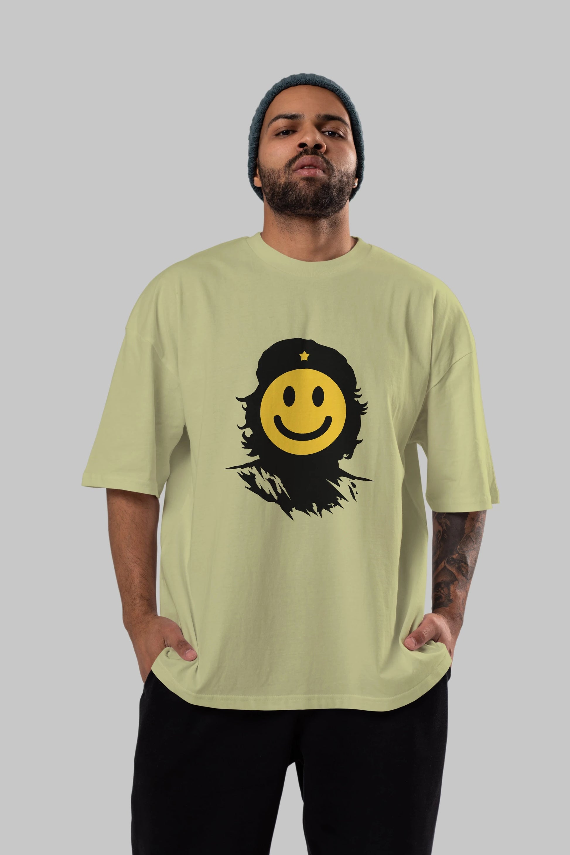 Che Smile Ön Baskılı Oversize t-shirt %100 pamuk Erkek Kadın Unisex