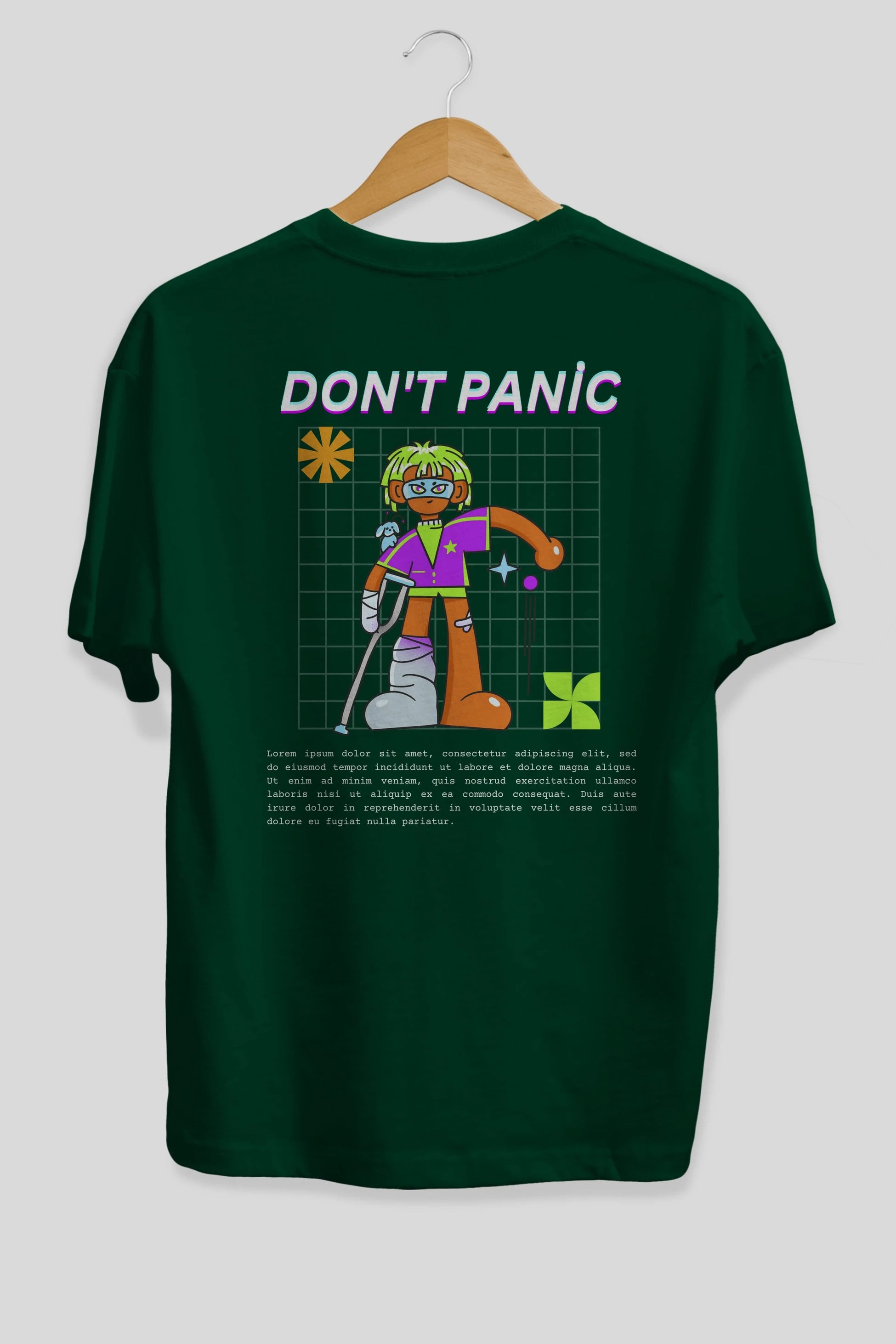 Dont Panic Yazılı Arka Baskılı Oversize t-shirt Erkek Kadın Unisex