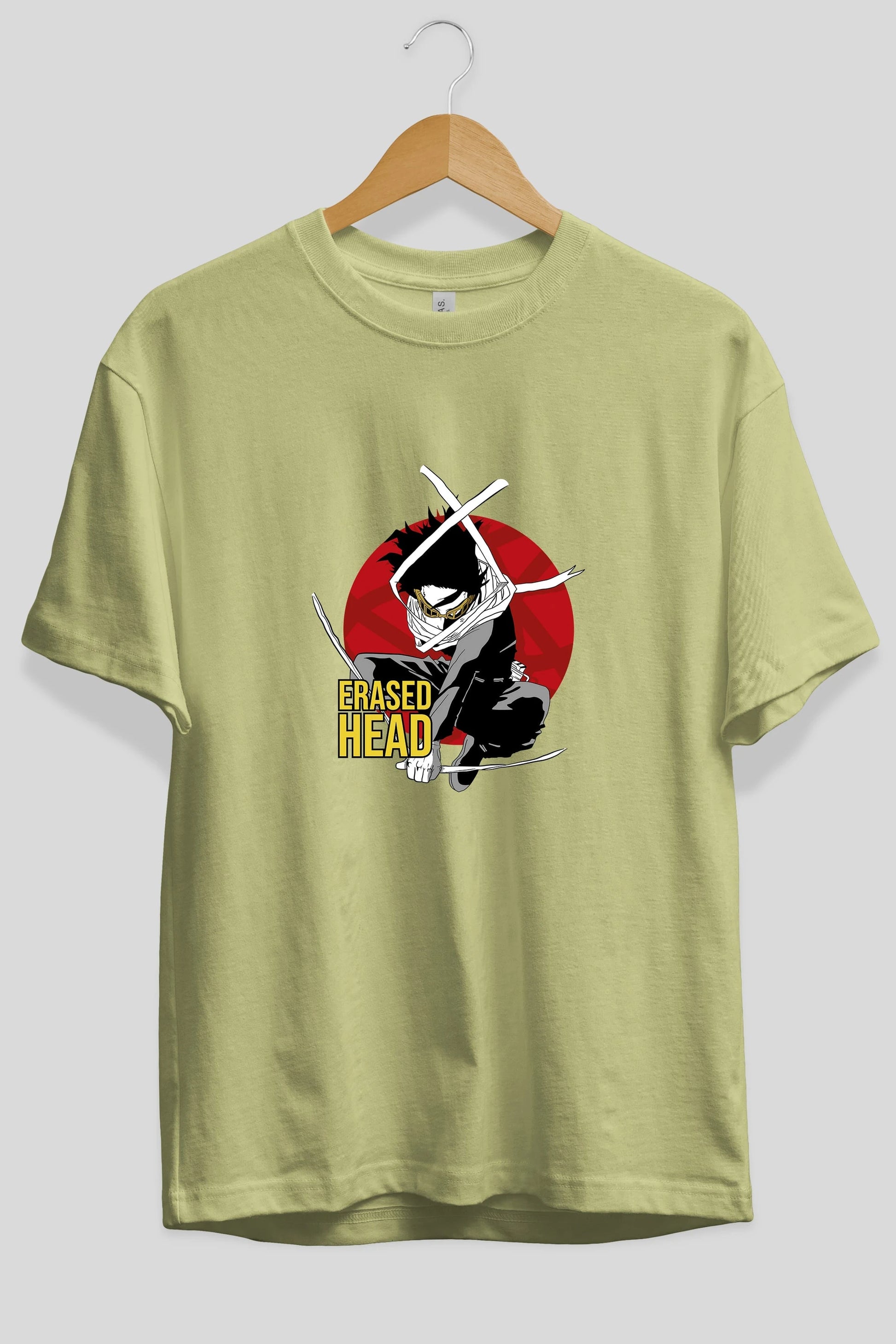 Erased Head Anime Ön Baskılı Oversize t-shirt %100 pamuk Erkek Kadın Unisex
