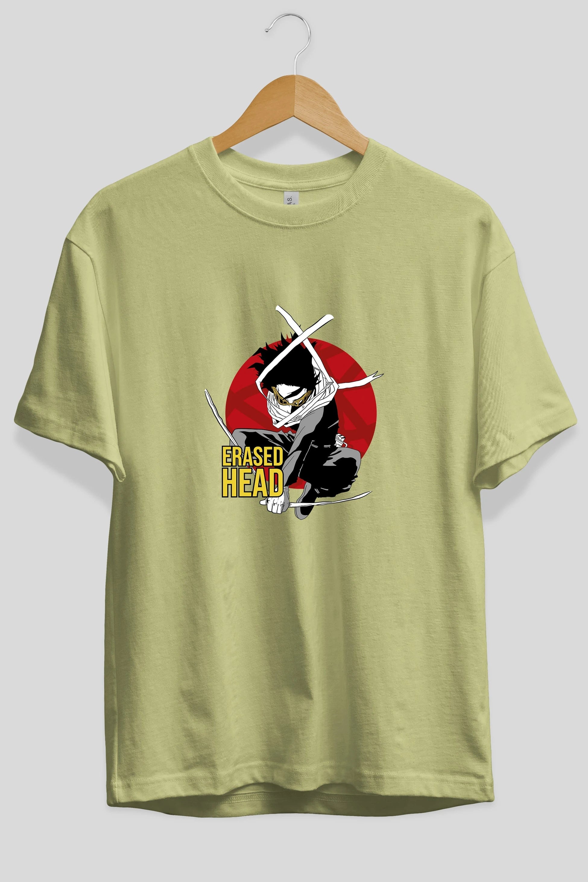 Erased Head Anime Ön Baskılı Oversize t-shirt %100 pamuk Erkek Kadın Unisex
