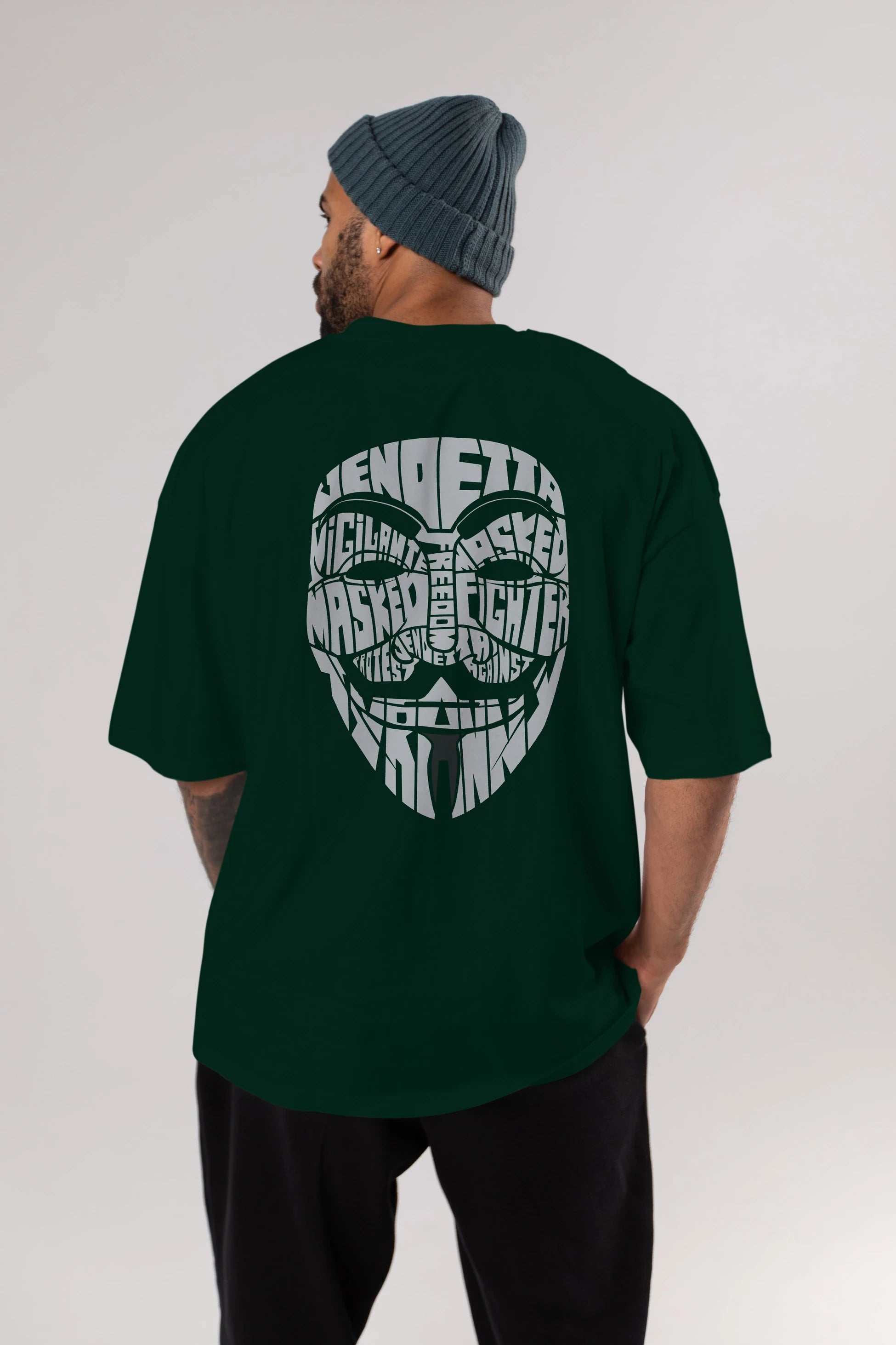 Vendetta Arka Baskılı Oversize t-shirt %100 pamuk Erkek Kadın Unisex