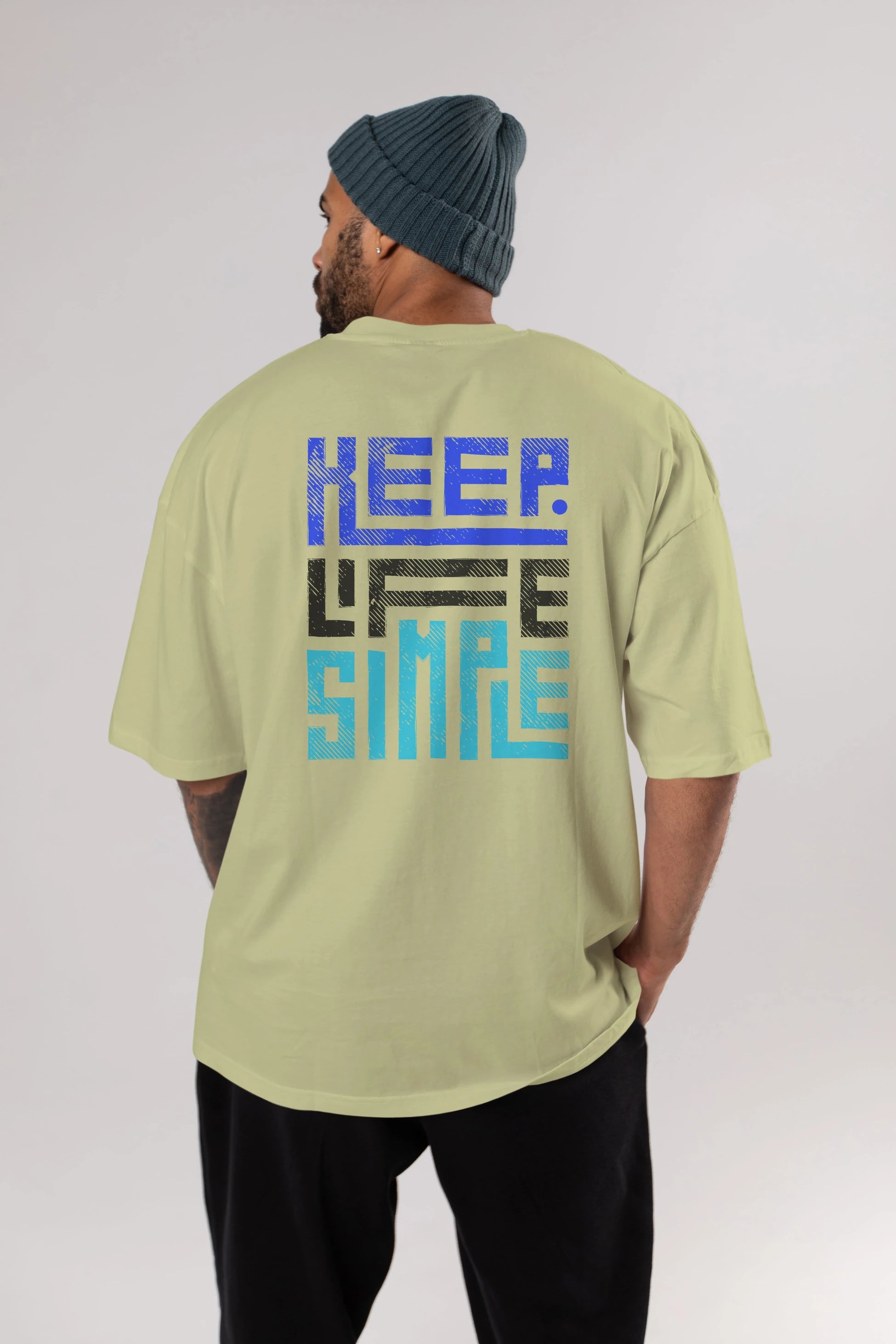 Keep Life Simple Yazılı Arka Baskılı Oversize t-shirt Erkek Kadın Unisex