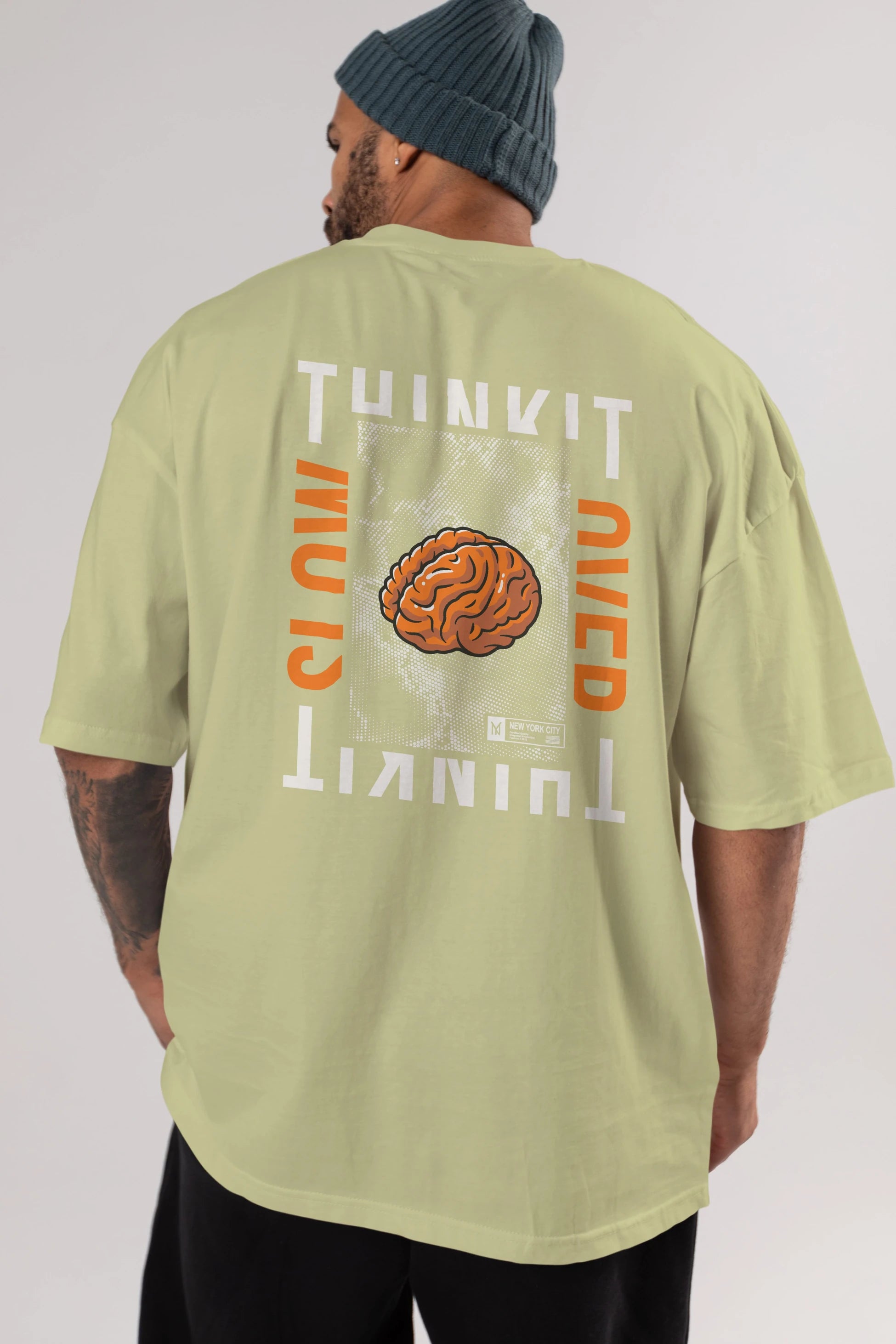 Think it Arka Baskılı Oversize t-shirt Erkek Kadın Unisex