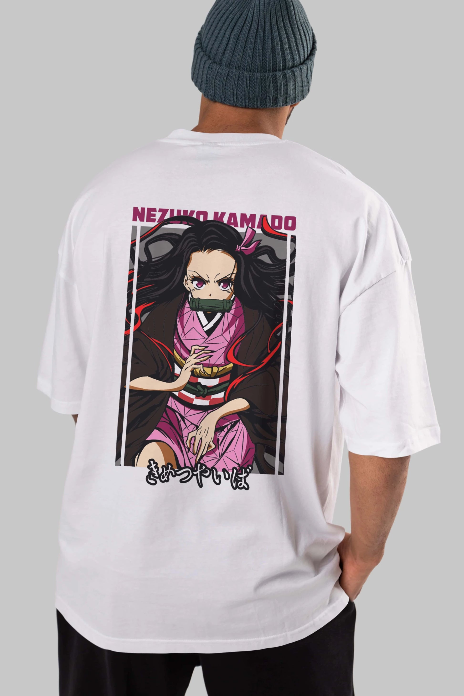 Nezuko Kamado 1 Anime Arka Baskılı Oversize t-shirt Erkek Kadın Unisex