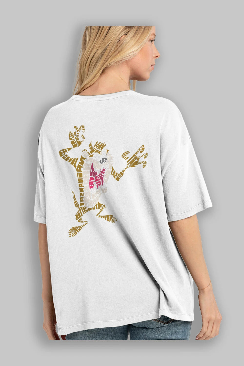 Tazmania Arka Baskılı Oversize t-shirt %100 pamuk Erkek Kadın Unisex