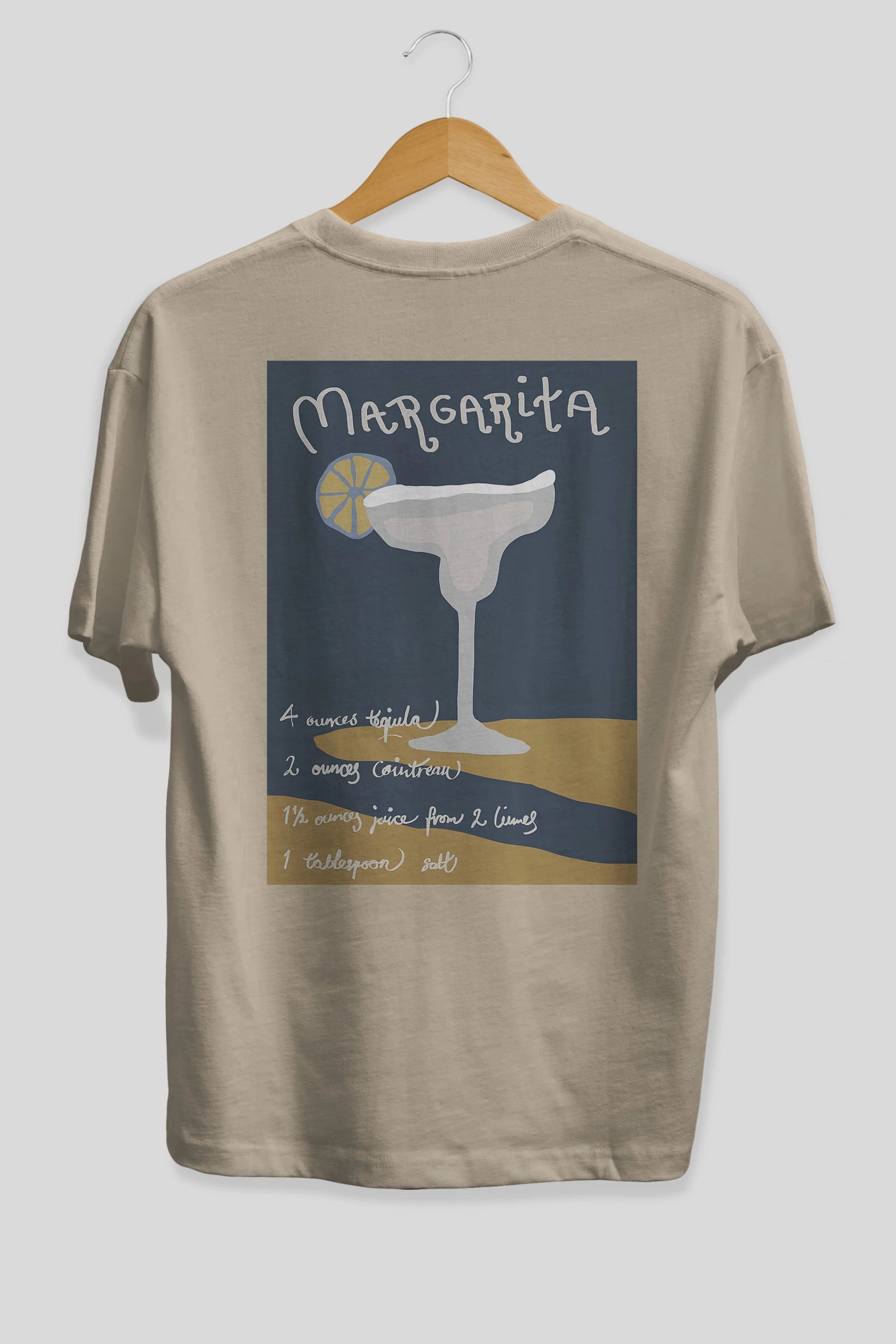 Margarita 2 Arka Baskılı Oversize t-shirt Erkek Kadın Unisex %100 Pamuk Bisiklet Yaka tişort