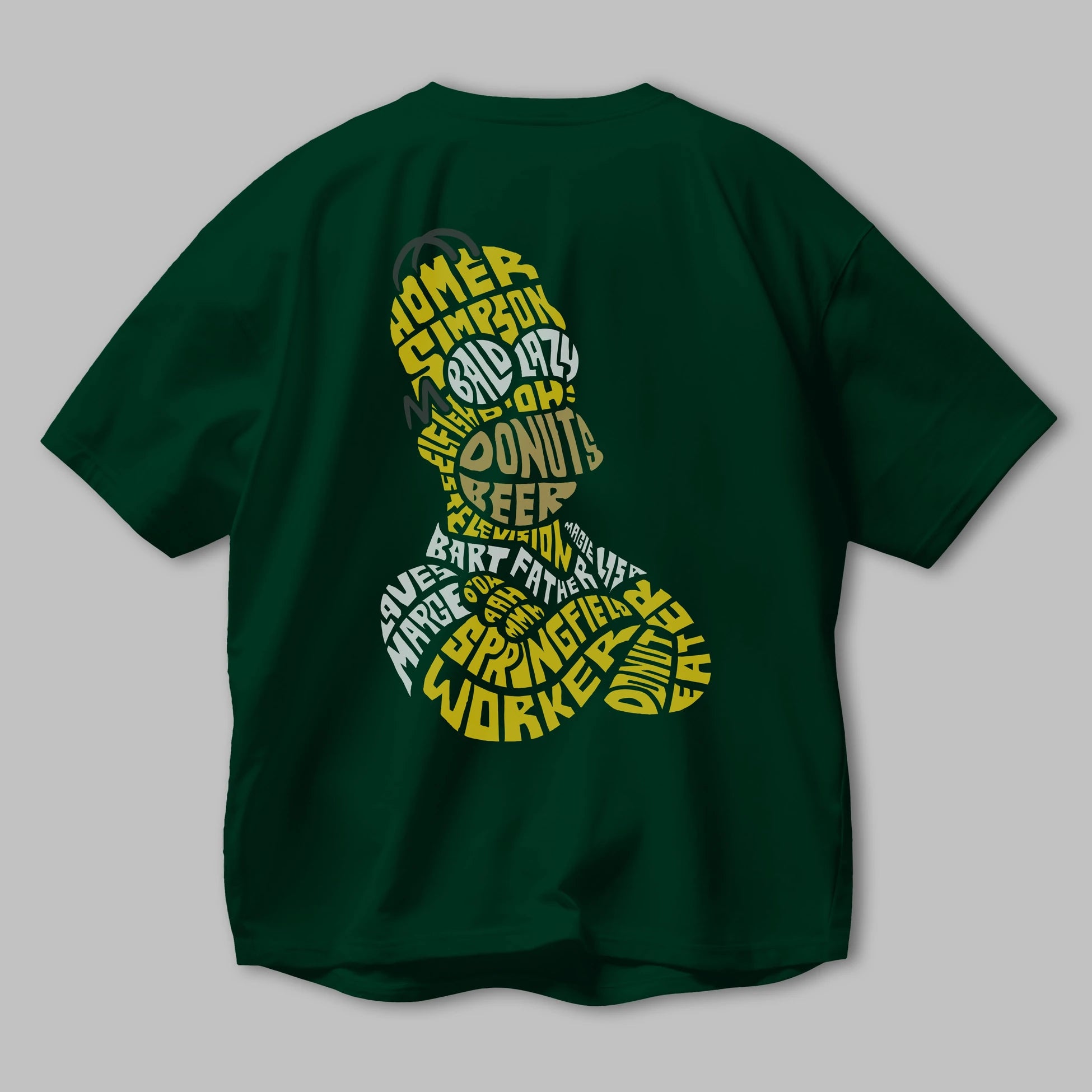 Homer Simpson Arka Baskılı Oversize t-shirt %100 pamuk Erkek Kadın Unisex