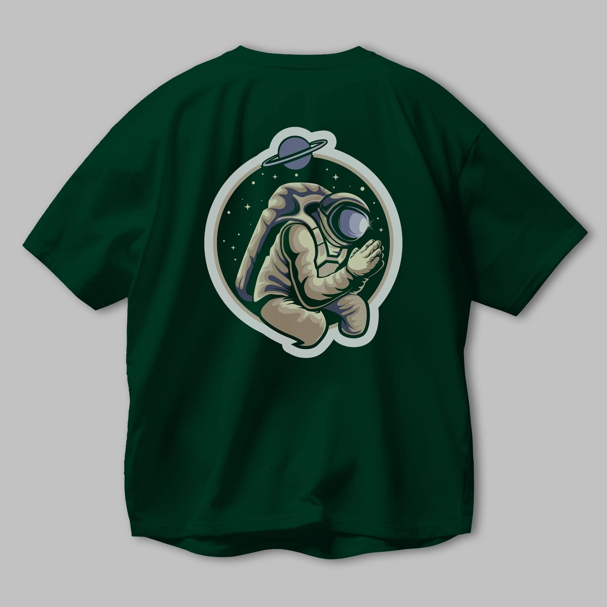 Astronaut Praying Sticker Arka Baskılı Oversize t-shirt Erkek Kadın Unisex