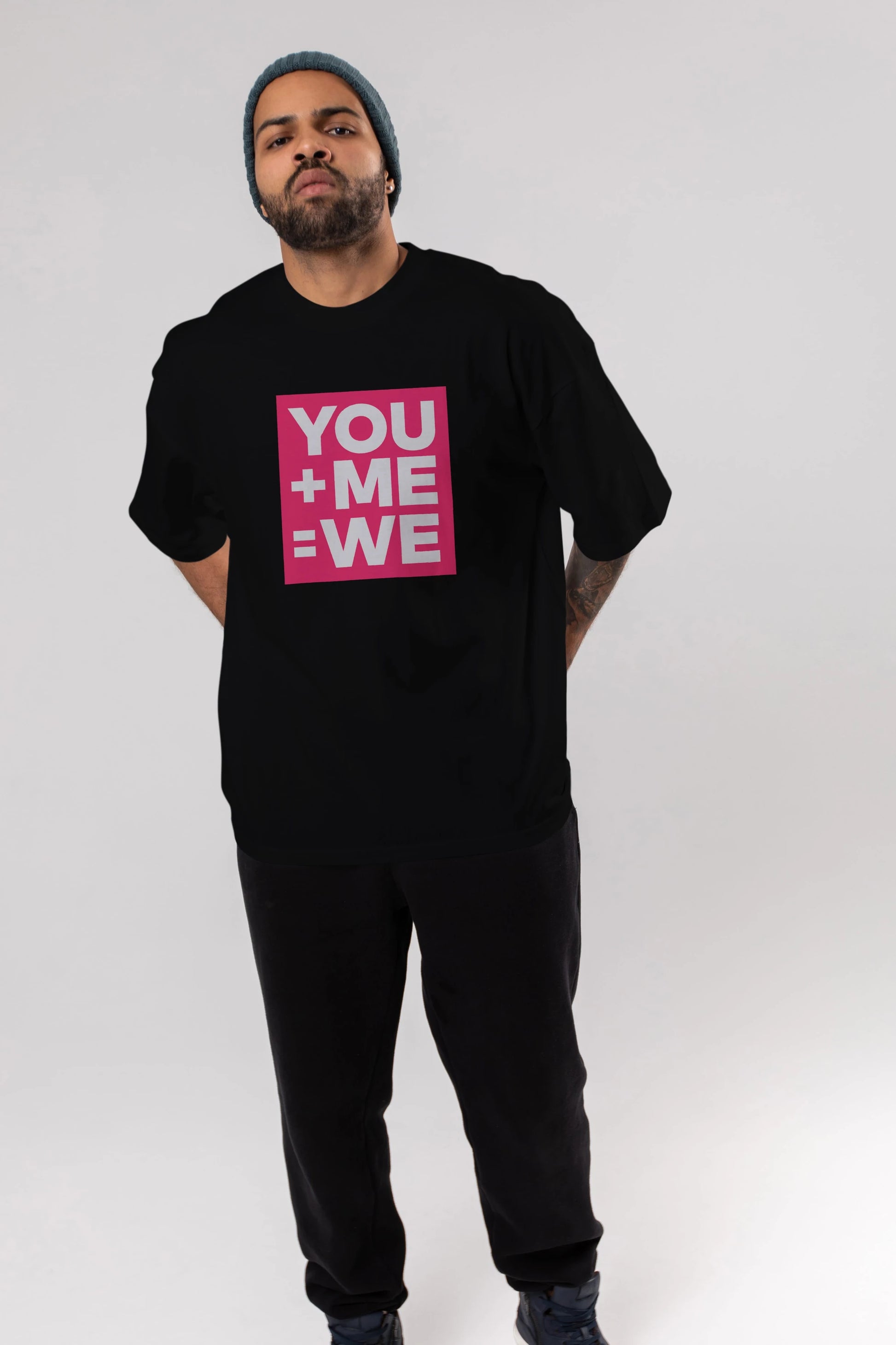 You Me We Yazılı Ön Baskılı Oversize t-shirt Erkek Kadın Unisex