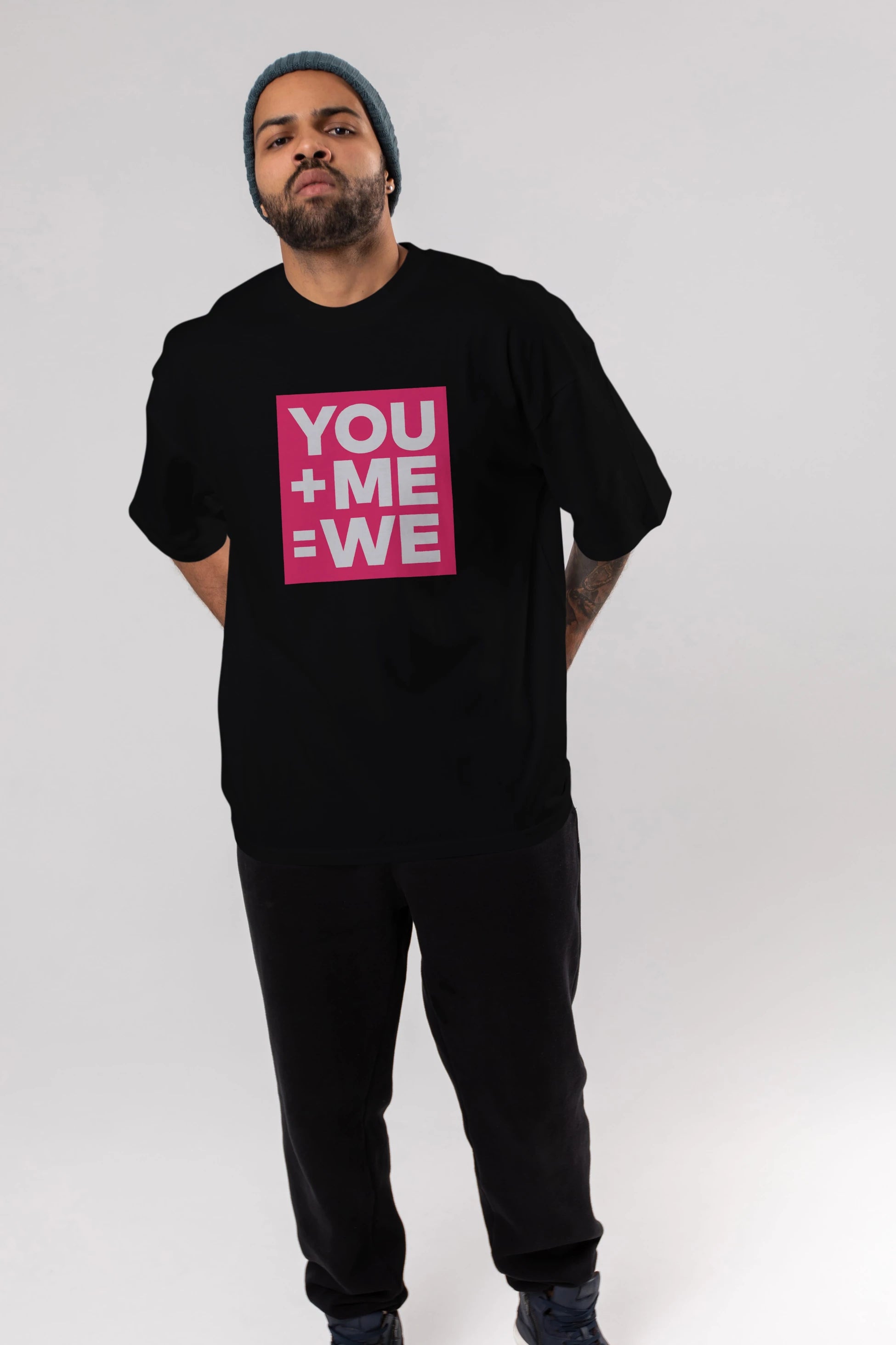 You Me We Yazılı Ön Baskılı Oversize t-shirt Erkek Kadın Unisex
