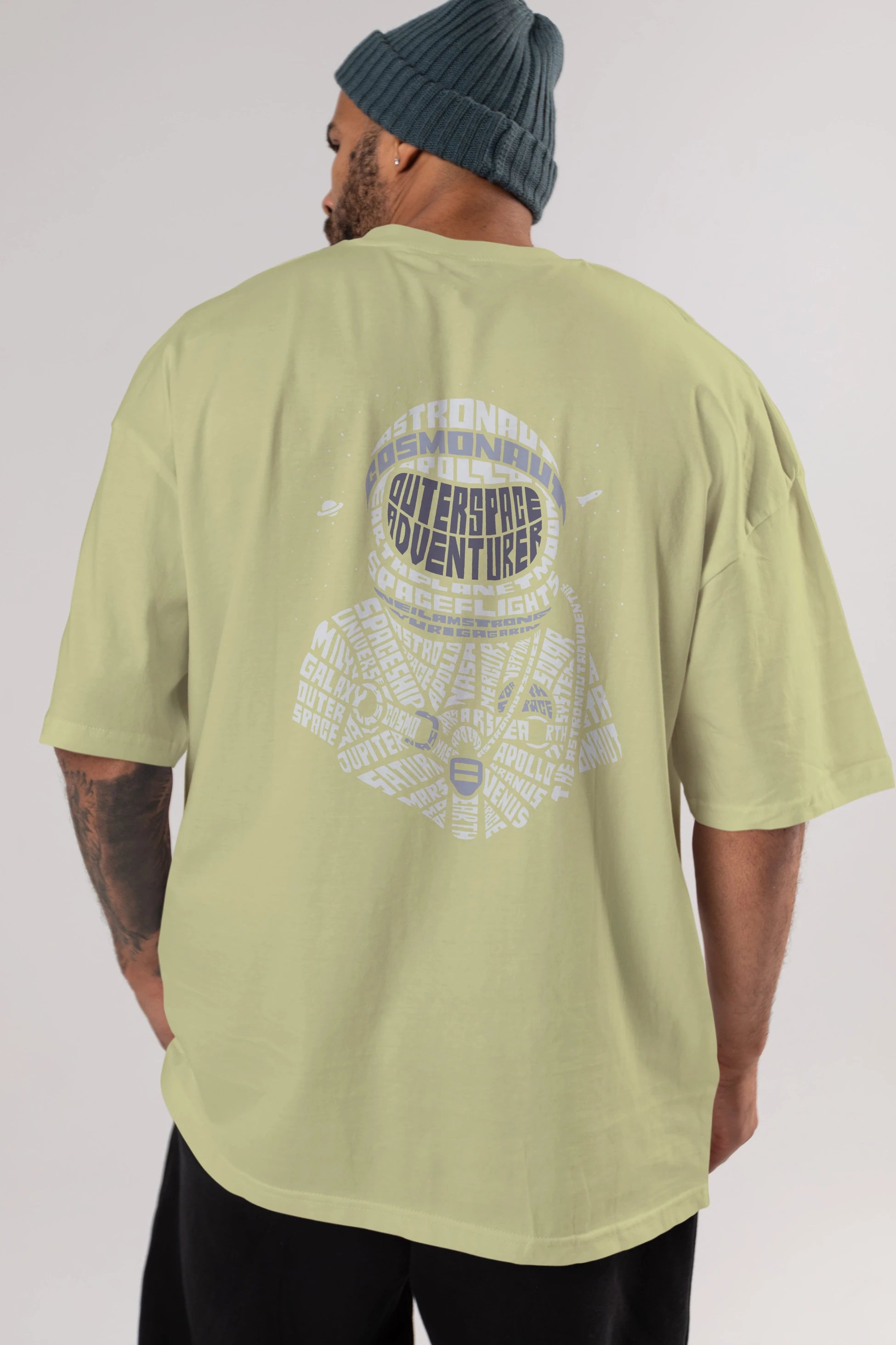 Astronaut Arka Baskılı Oversize t-shirt %100 pamuk Erkek Kadın Unisex