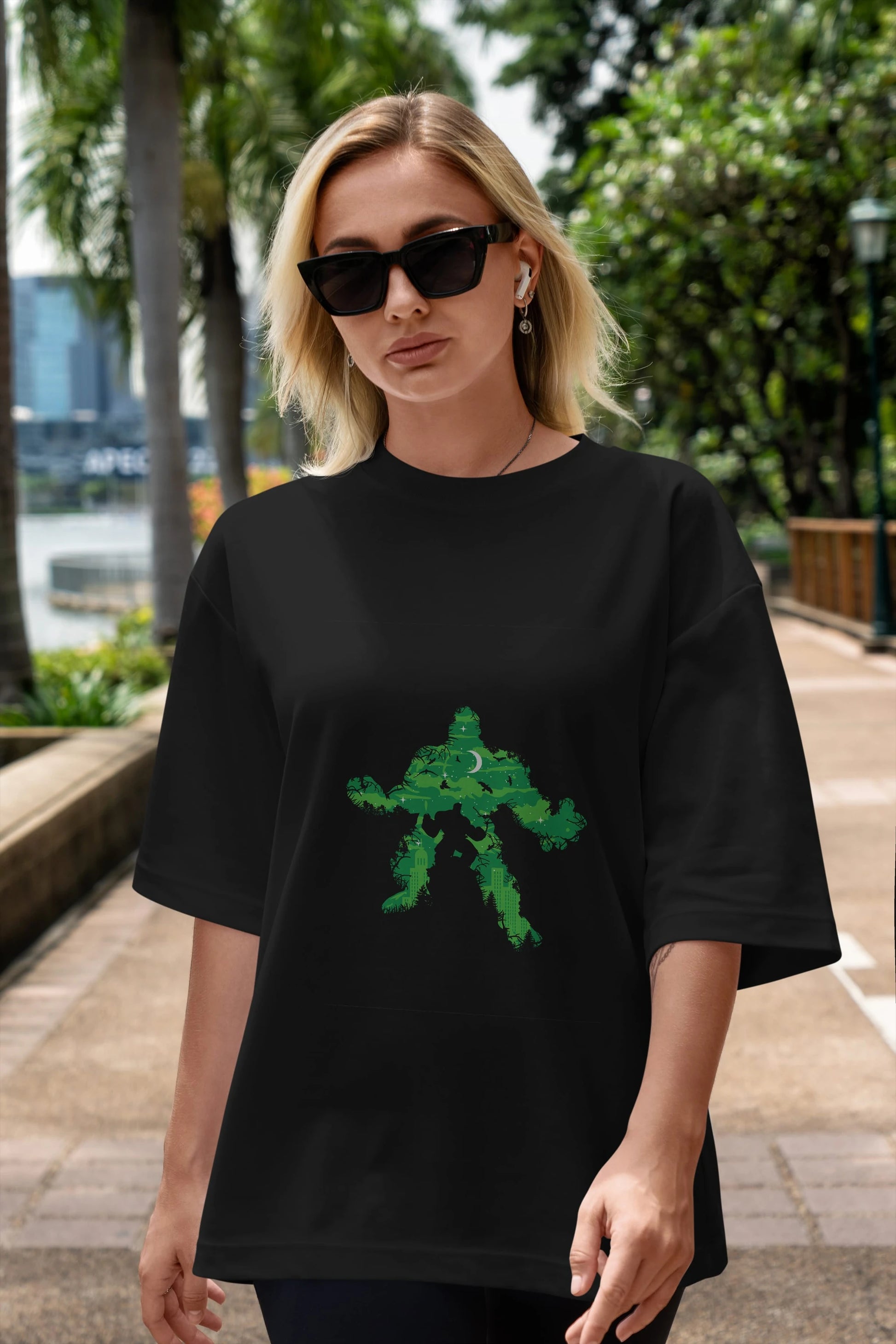Green Monster Ön Baskılı Oversize t-shirt %100 pamuk Erkek Kadın Unisex