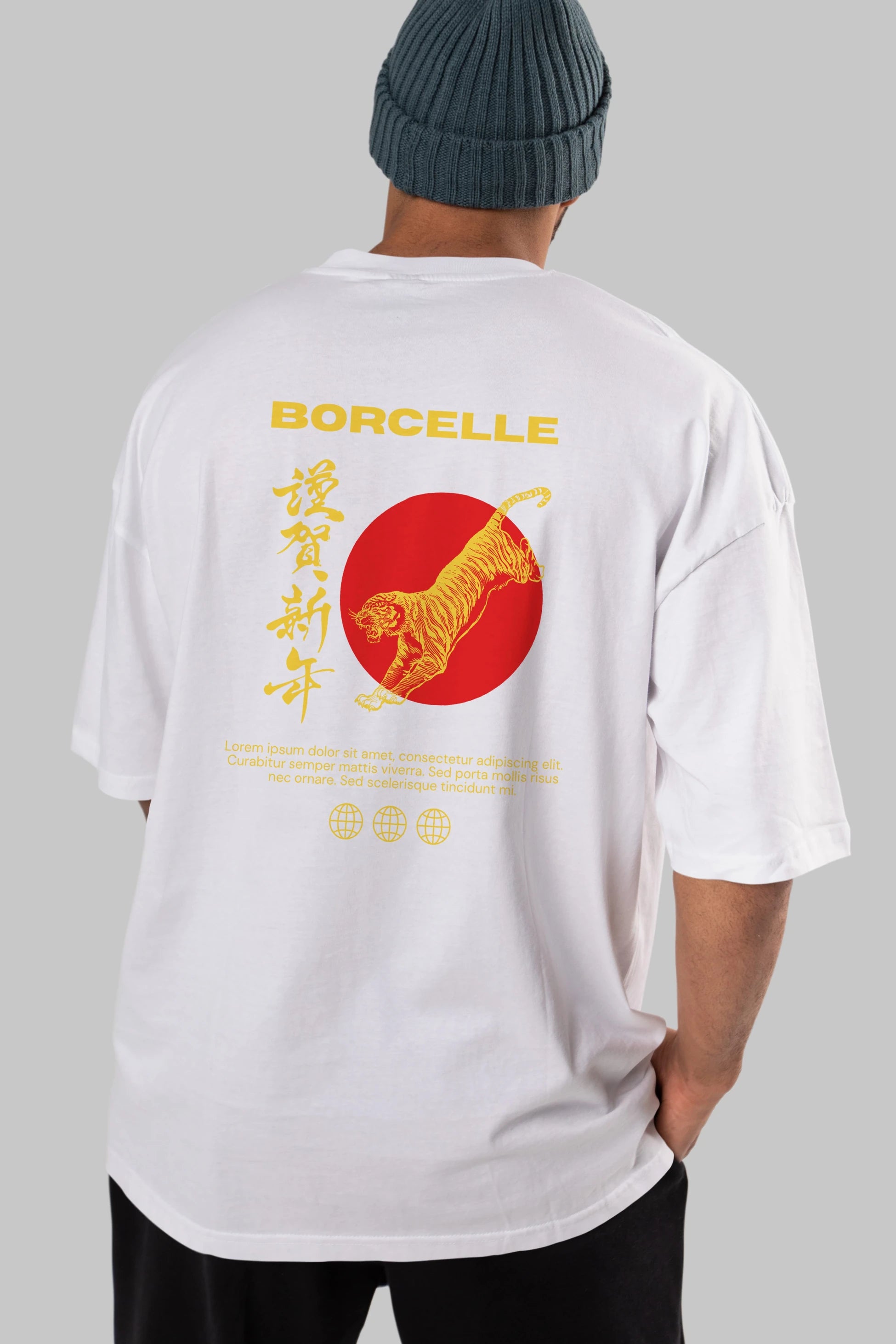 Borcelle Tiger Streetwear Arka Baskılı Oversize t-shirt Erkek Kadın Unisex