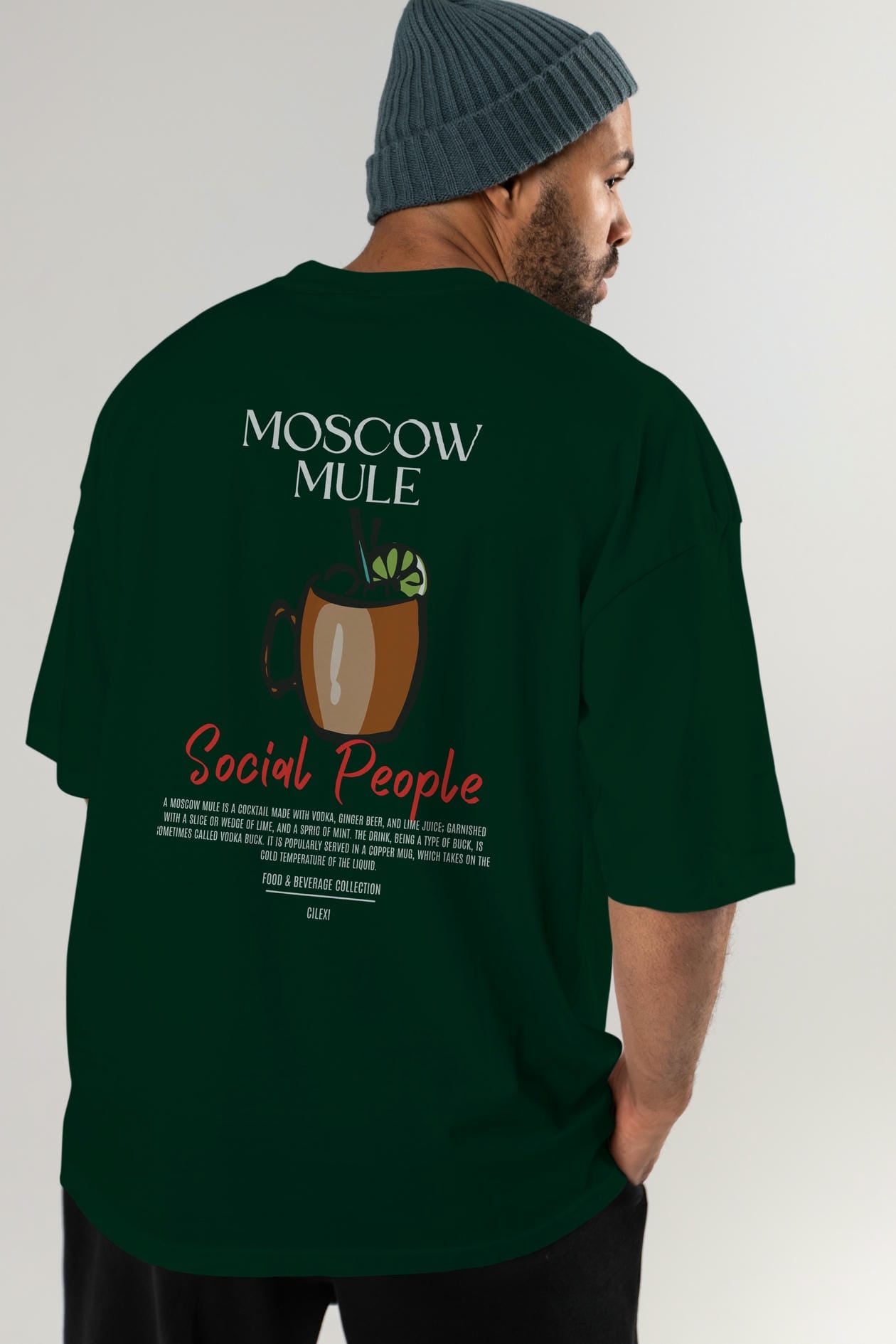 Moscow Mule Kokteyl Serisi Baskılı Oversize t-shirt Erkek Kadın Unisex %100 Pamuk Bisiklet Yaka tişort