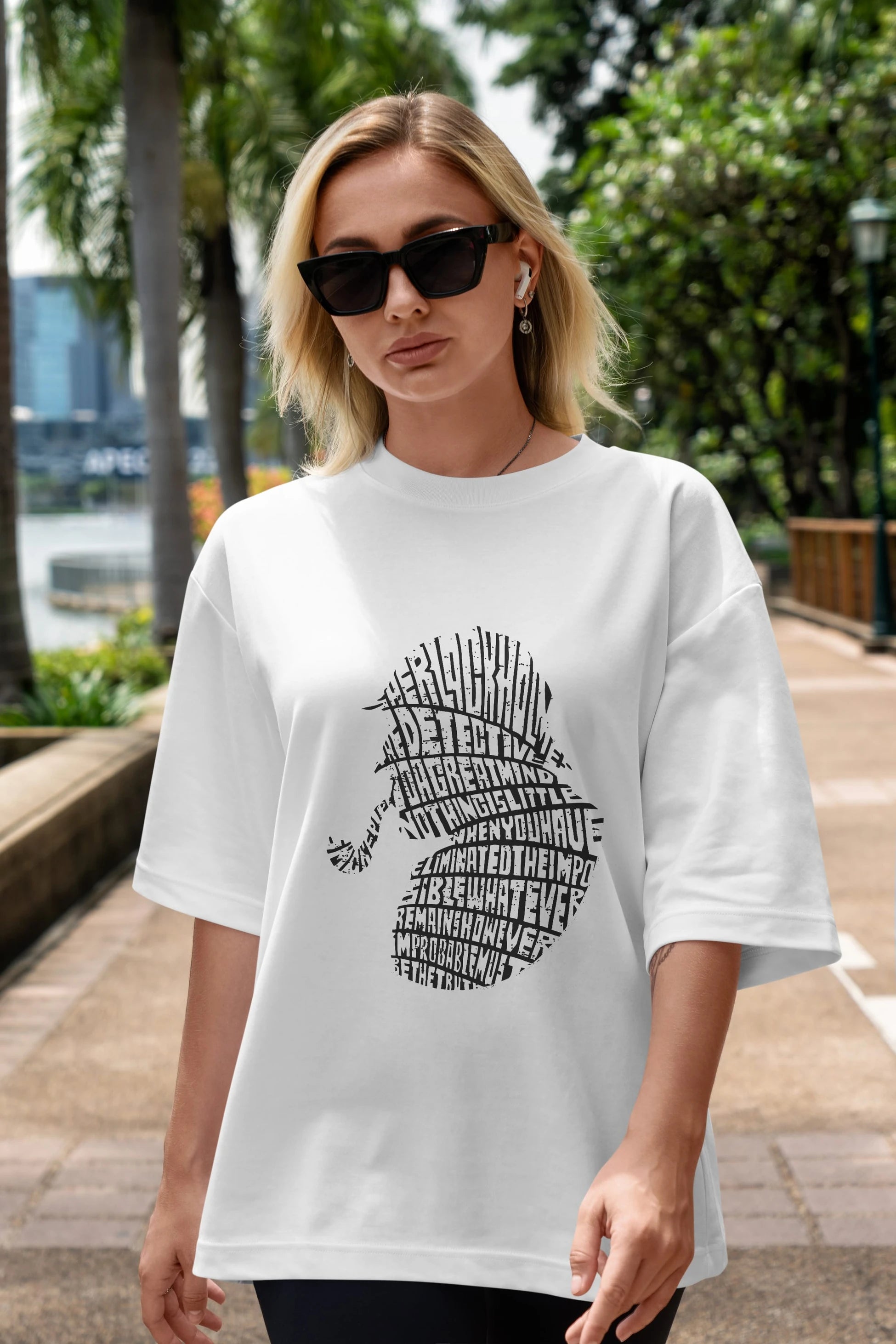 Holmes Ön Baskılı Oversize t-shirt %100 pamuk Erkek Kadın Unisex