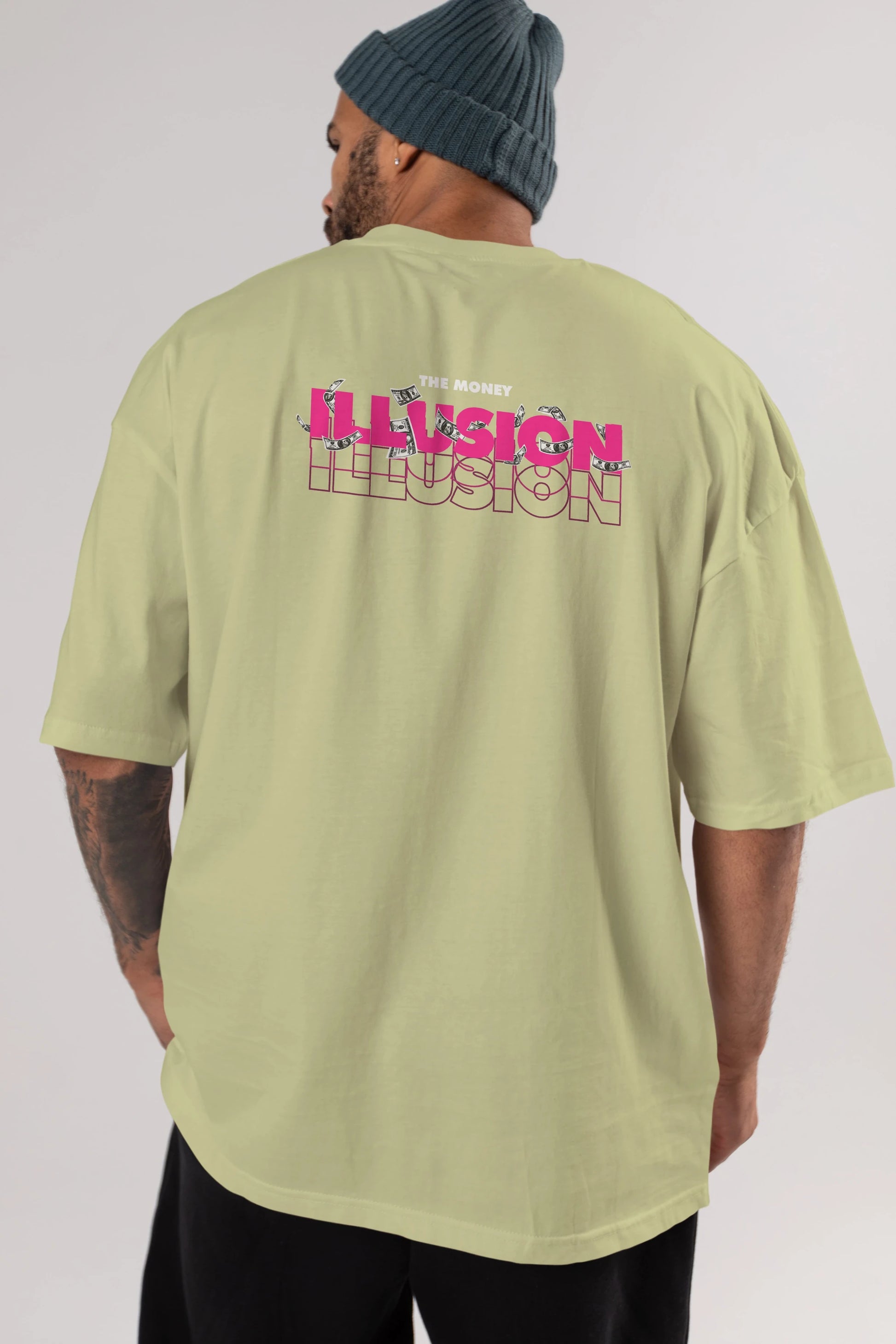 The Money Illusion Arka Baskılı Oversize t-shirt Erkek Kadın Unisex