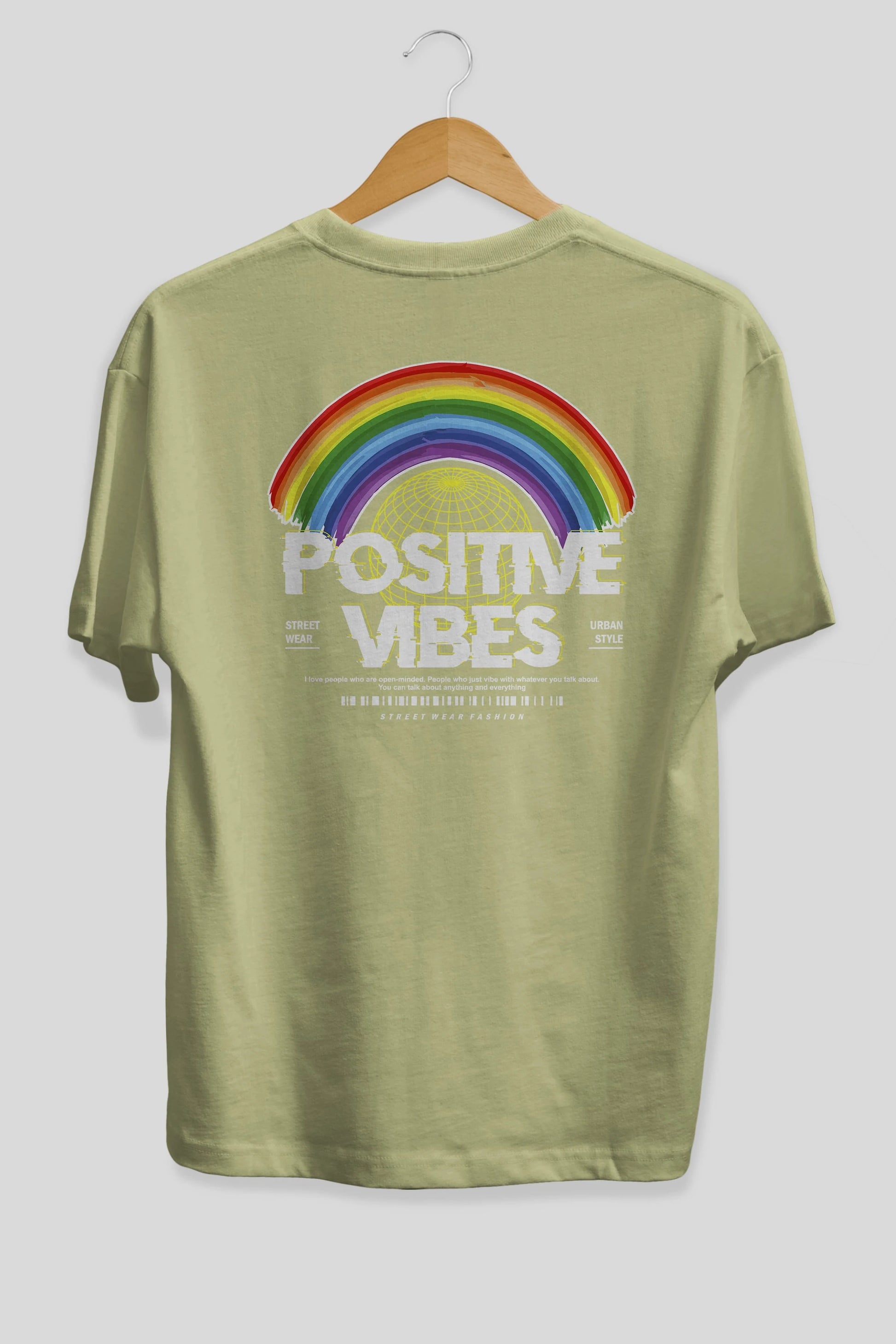 Positive Vibes Arka Baskılı Oversize t-shirt Erkek Kadın Unisex