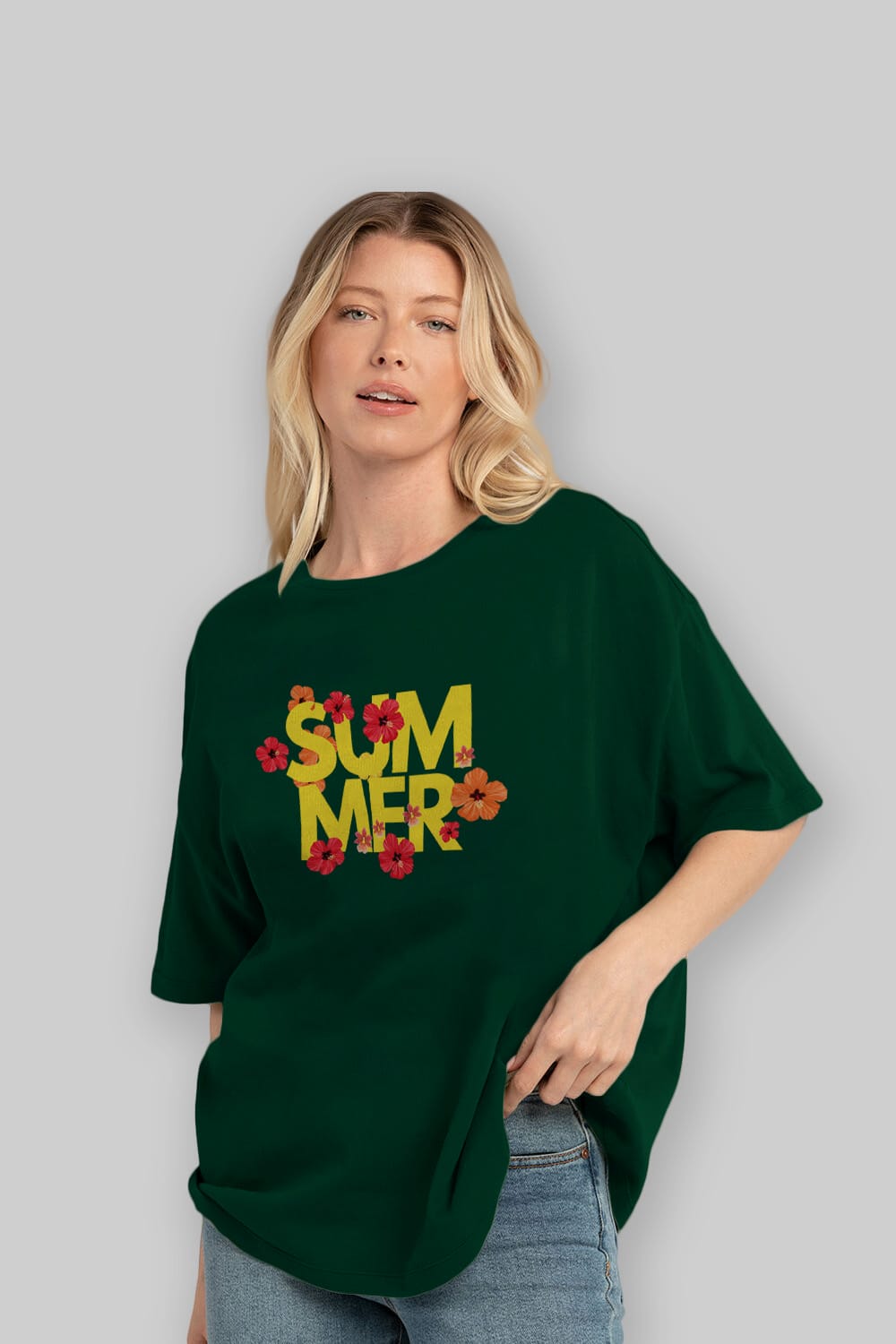 Summer Yazılı 2 Ön Baskılı Oversize t-shirt Erkek Kadın Unisex