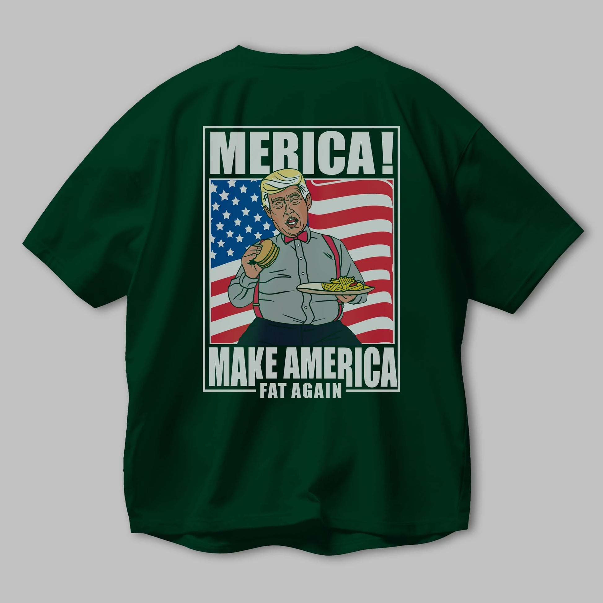 Trump Burger Arka Baskılı Oversize t-shirt Erkek Kadın Unisex %100 Pamuk tişort