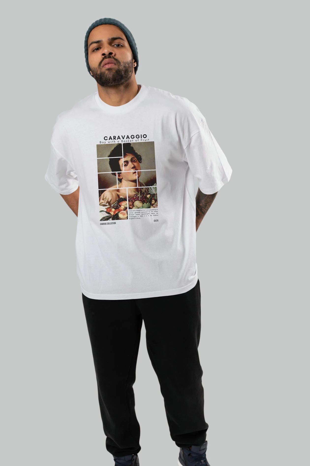 Caravaggio Boy ön Baskılı Oversize t-shirt Erkek Kadın Bisiklet Yaka Pamuk tişort