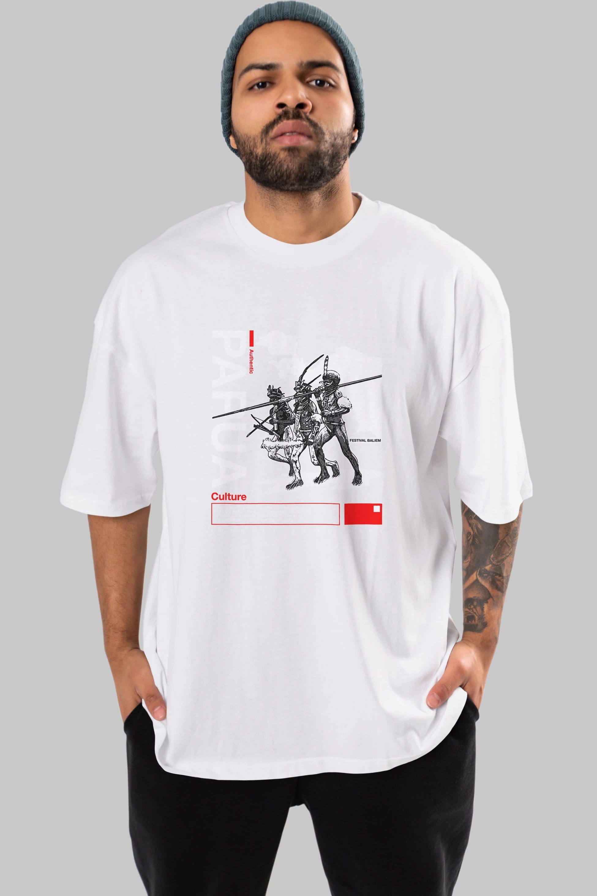 Papua Culture Ön Baskılı Oversize t-shirt Erkek Kadın Unisex