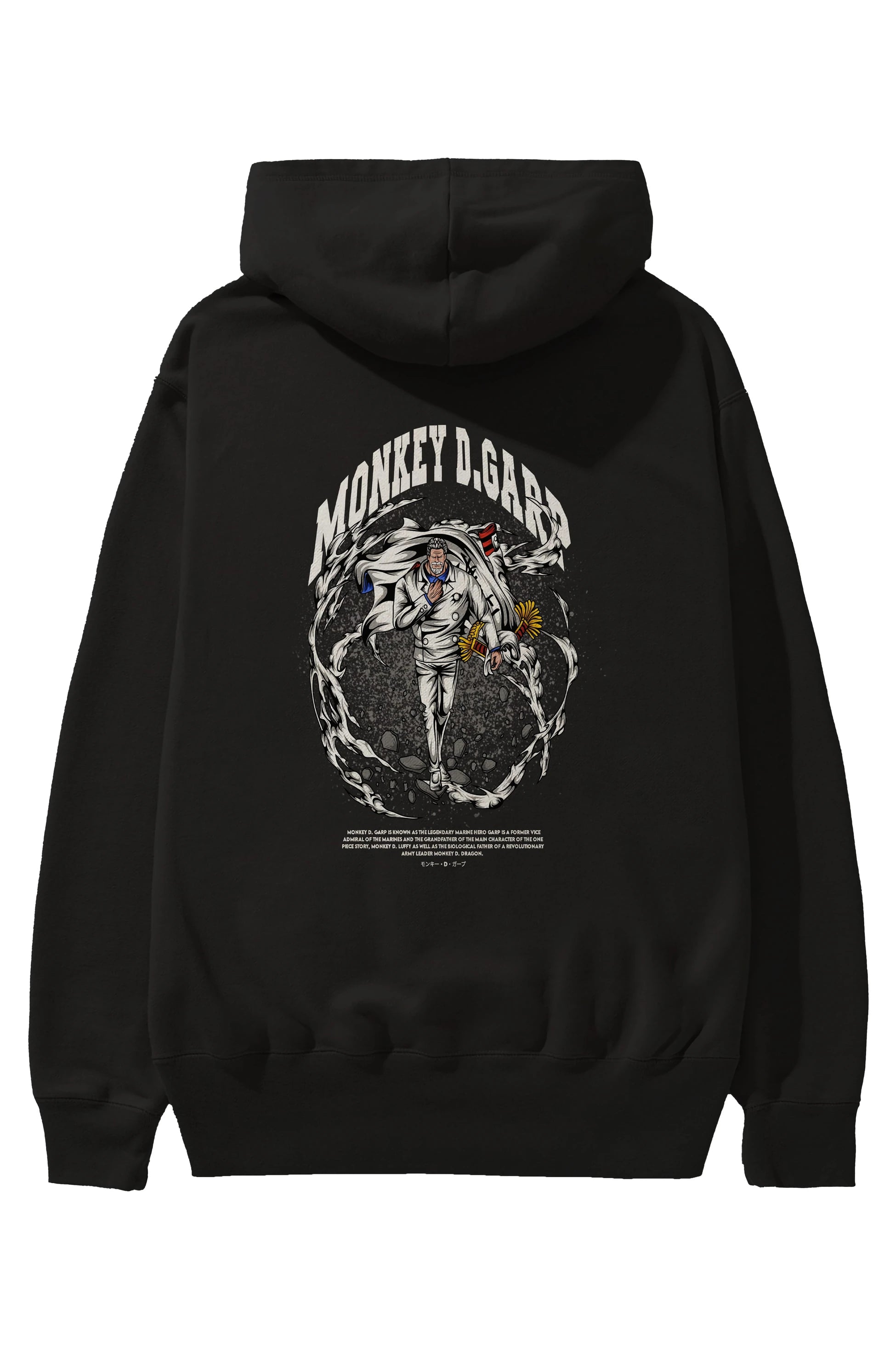 Monkey D. Garp Anime Arka Baskılı Hoodie Oversize Kapüşonlu Sweatshirt Erkek Kadın Unisex