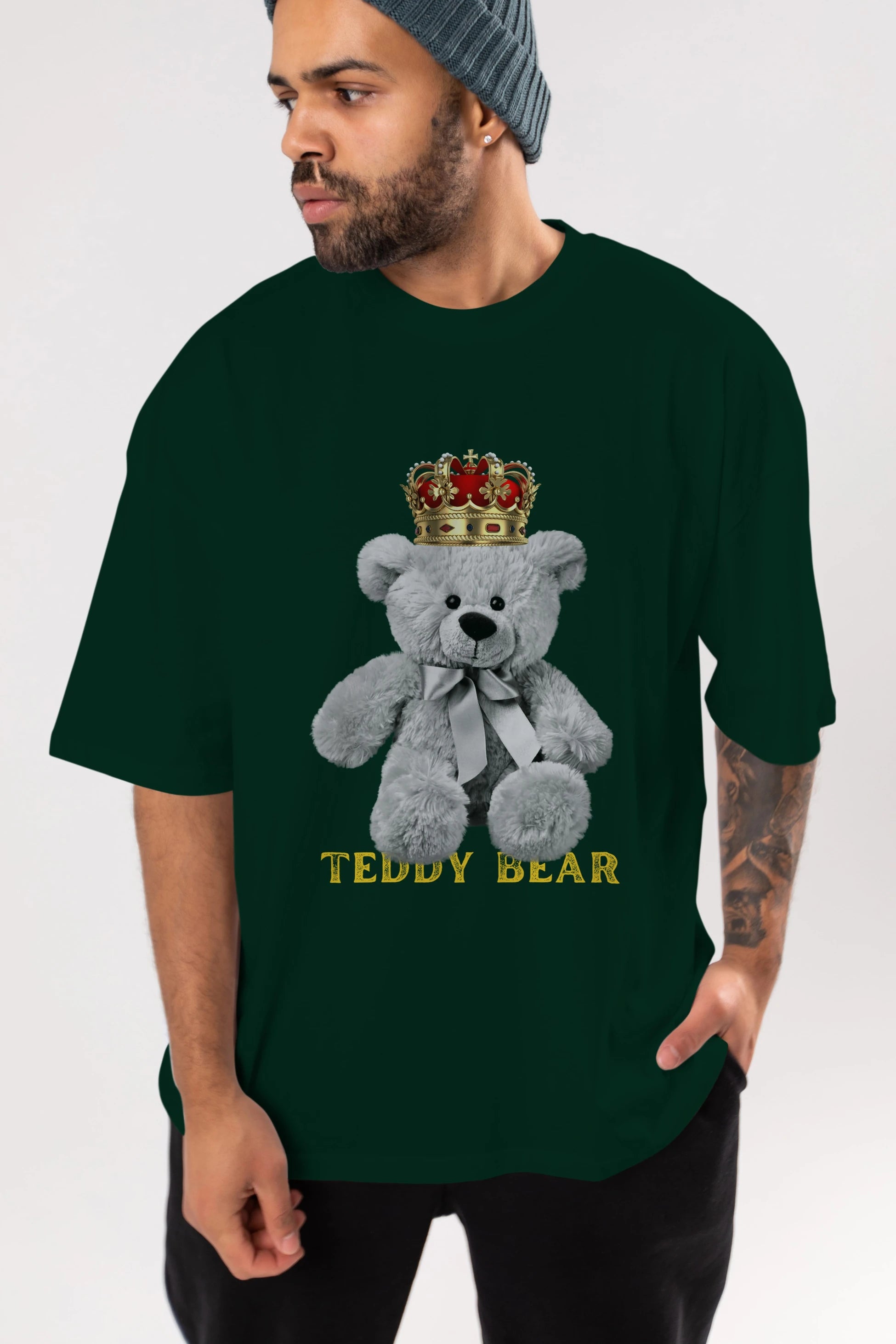 Teddy Bear Ön Baskılı Oversize t-shirt Erkek Kadın Unisex