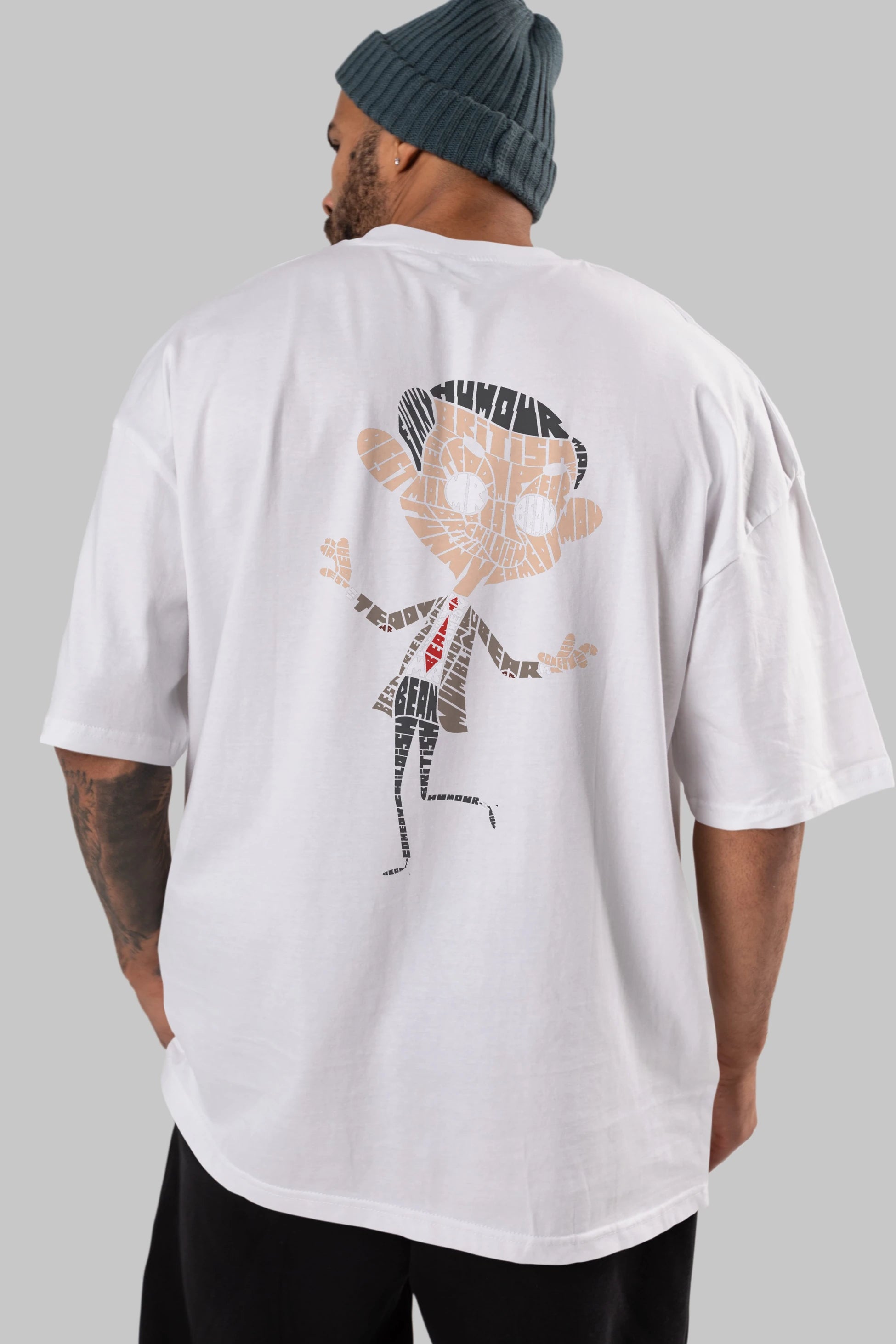 Mr Bean Arka Baskılı Oversize t-shirt %100 pamuk Erkek Kadın Unisex