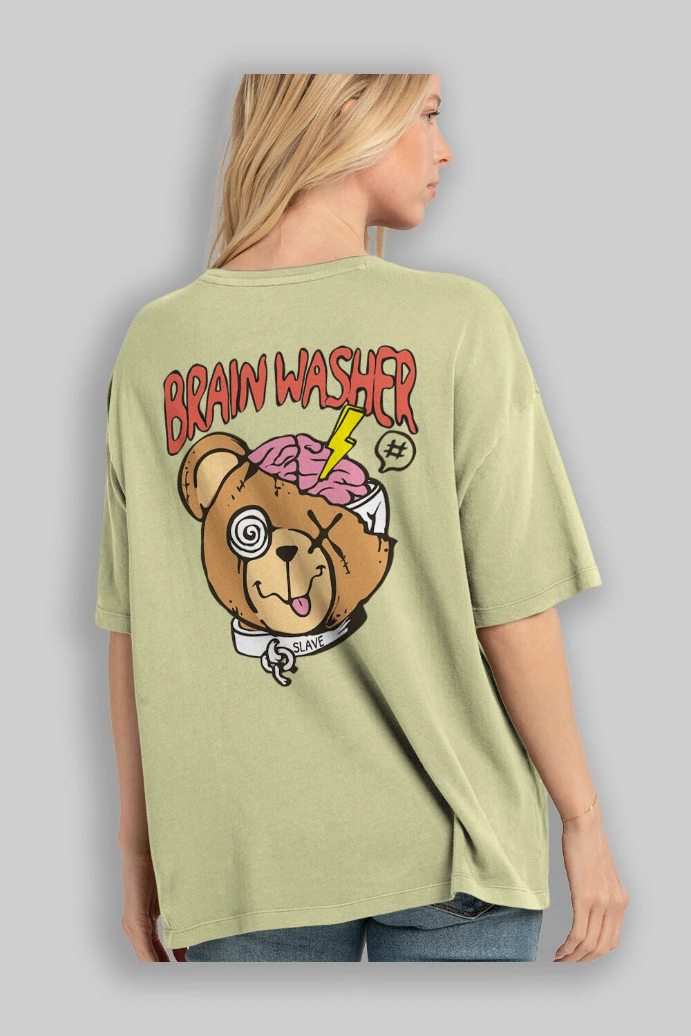 Brain Washer Arka Baskılı Oversize t-shirt Erkek Kadın Unisex