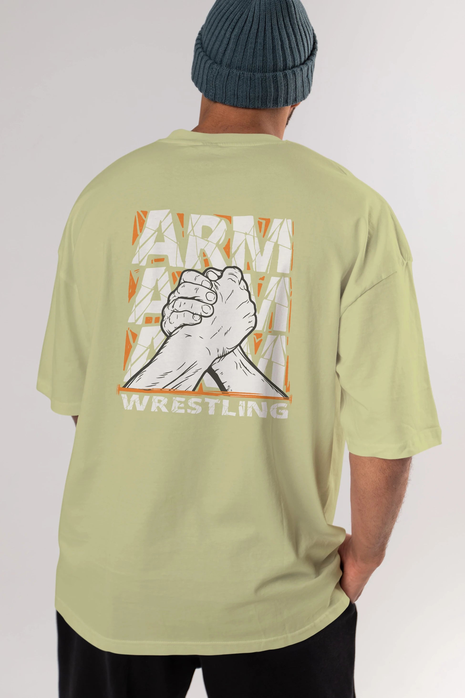 Arm Wrestling Arka Baskılı Oversize t-shirt Erkek Kadın Unisex