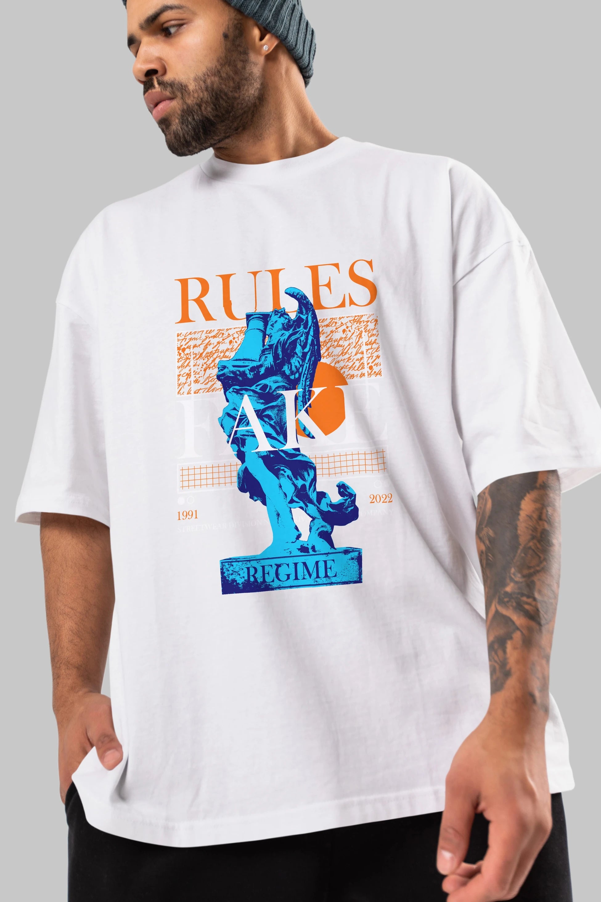 Rules Fake Ön Baskılı Oversize t-shirt Erkek Kadın Unisex