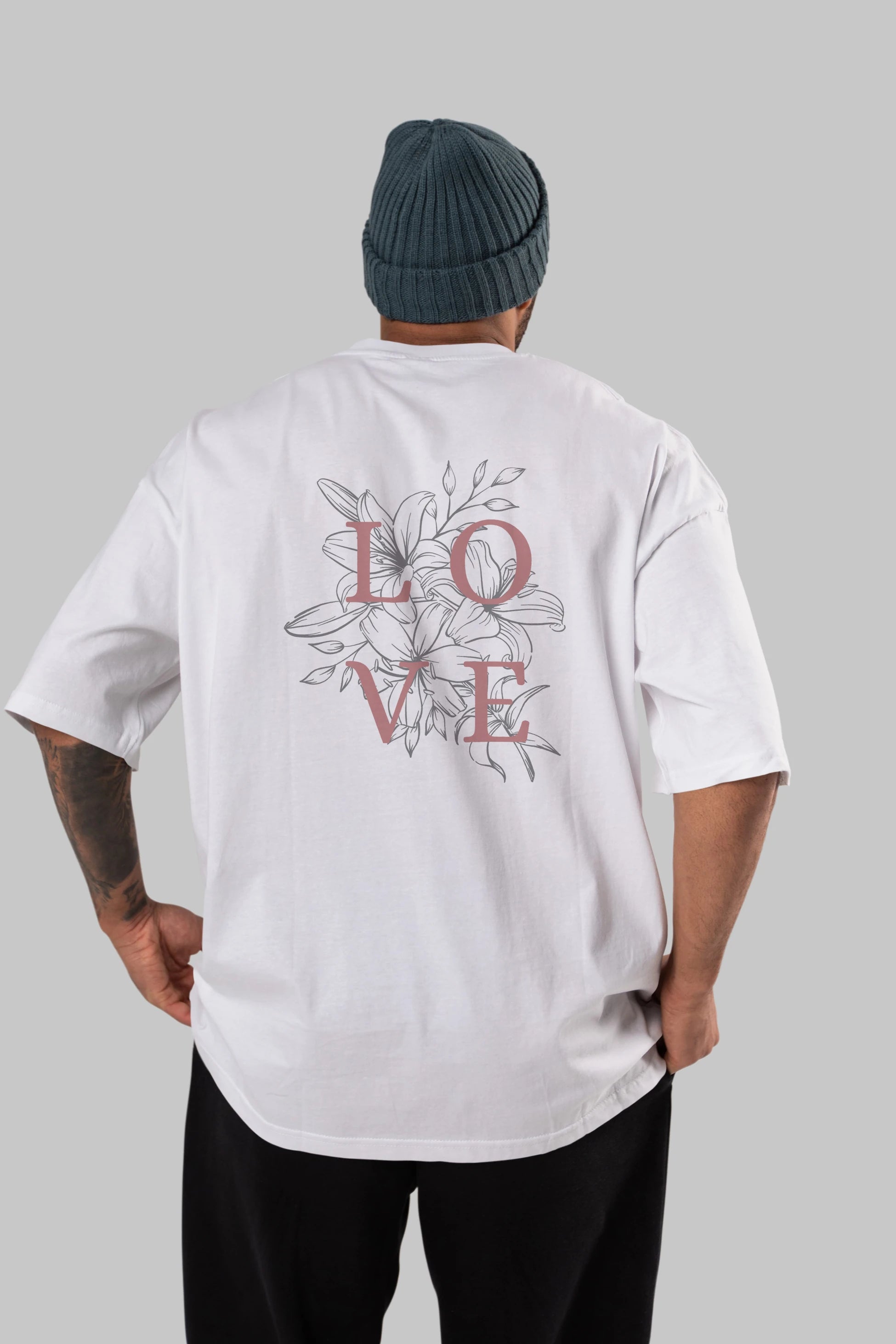 Love Yazılı Arka Baskılı Oversize t-shirt Erkek Kadın Unisex