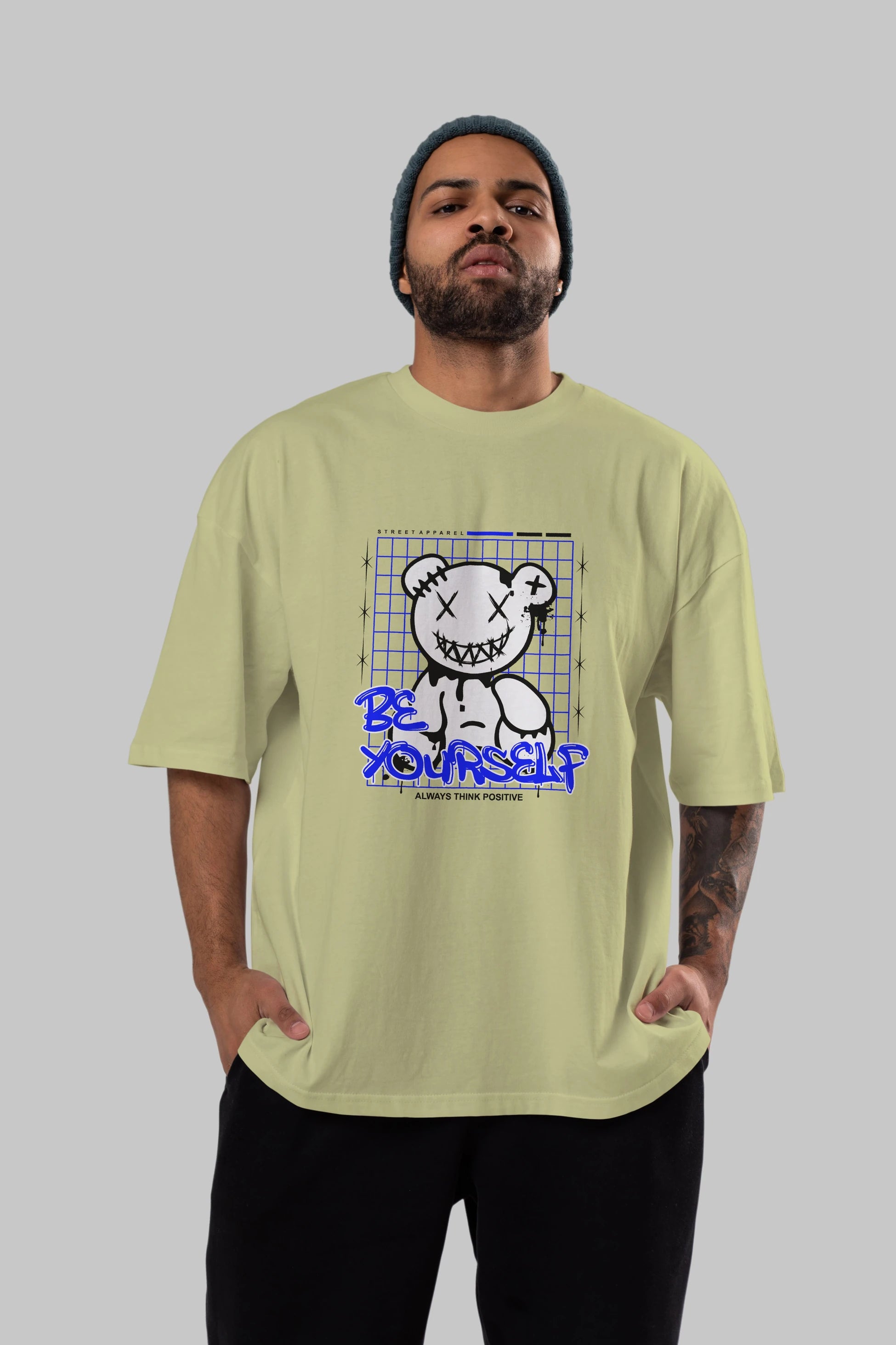 Teddy Bear Be Yourself Ön Baskılı Oversize t-shirt Erkek Kadın Unisex