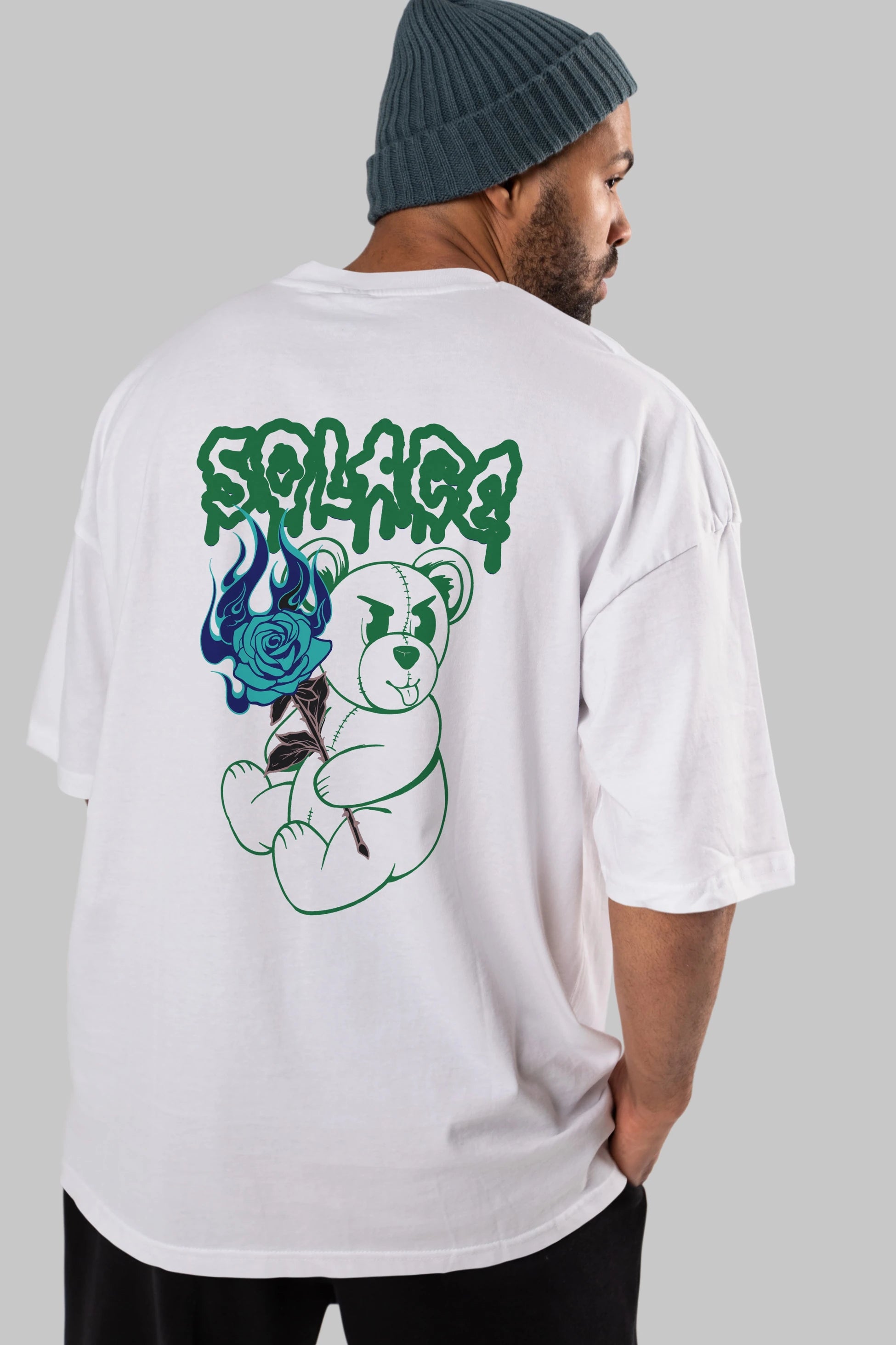 Solage Bear Arka Baskılı Oversize t-shirt Erkek Kadın Unisex