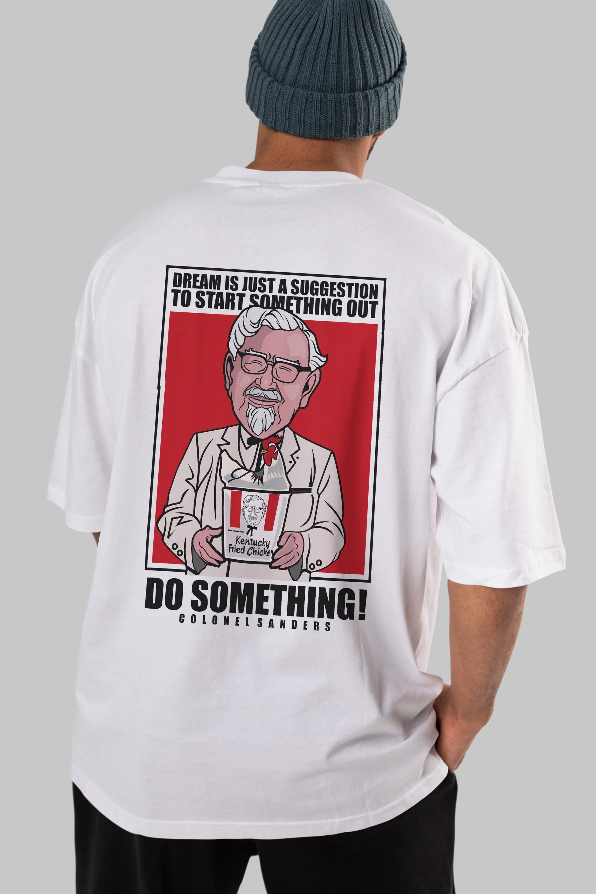Colonel Sanders Arka Baskılı Oversize t-shirt Erkek Kadın Unisex %100 Pamuk tişort