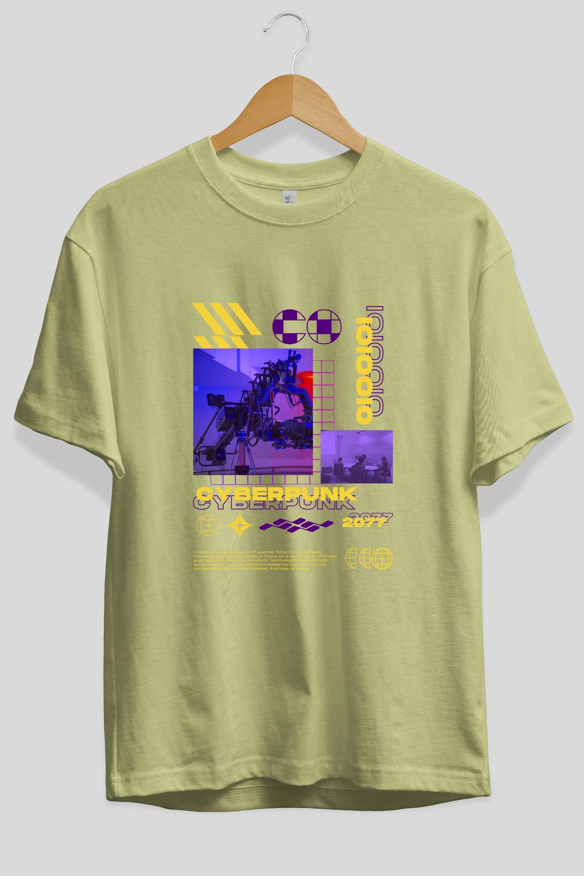 Cyberpunk Yazılı Ön Baskılı Oversize t-shirt Erkek Kadın Unisex