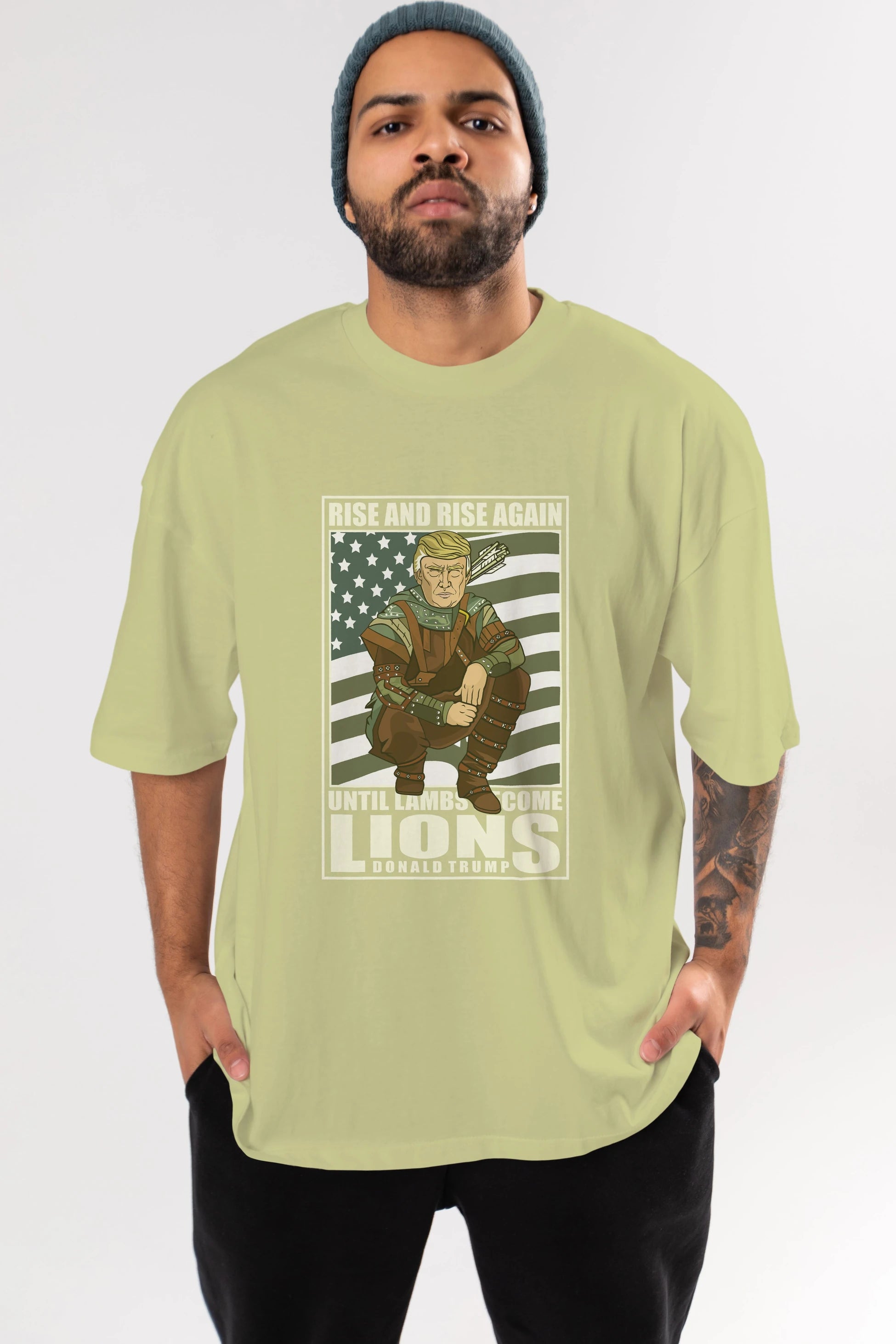 Robin Hood Trump Ön Baskılı Oversize t-shirt Erkek Kadın Unisex %100 Pamuk tişort