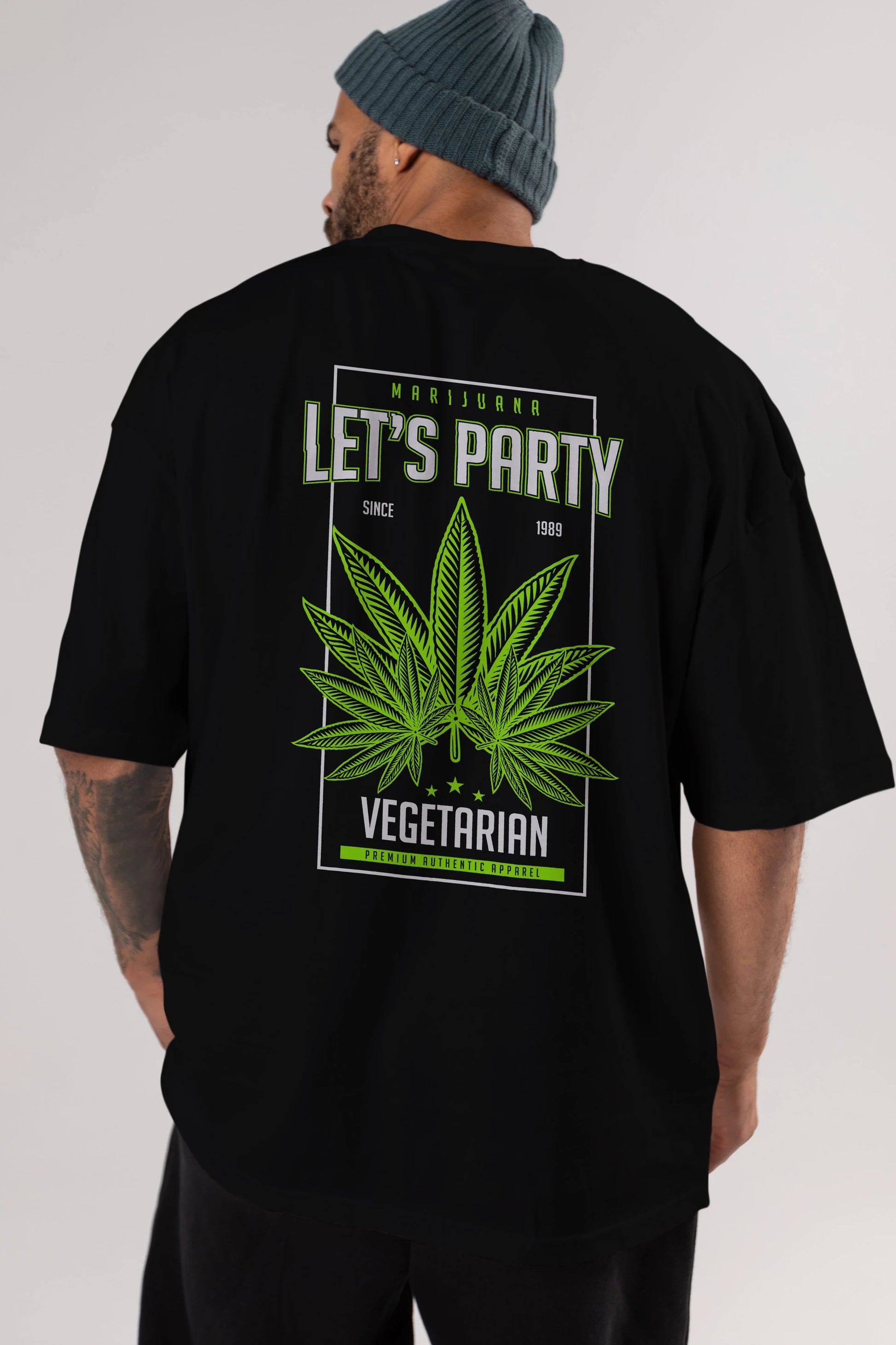 Lets Party Arka Baskılı Oversize t-shirt Erkek Kadın Unisex