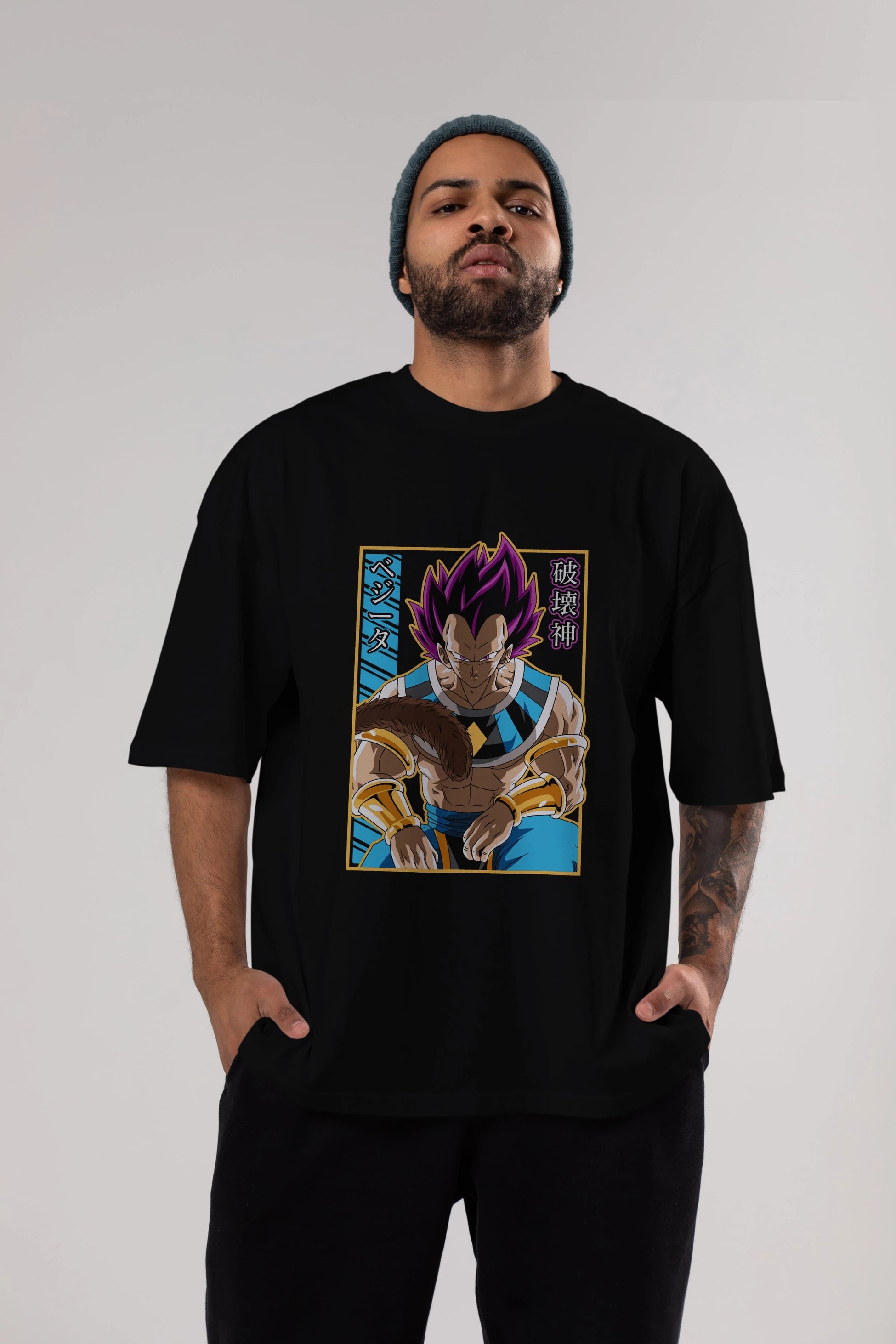 DragonBall VegetaHakaishin Anime Ön Baskılı Oversize t-shirt %100 pamuk Erkek Kadın Unisex