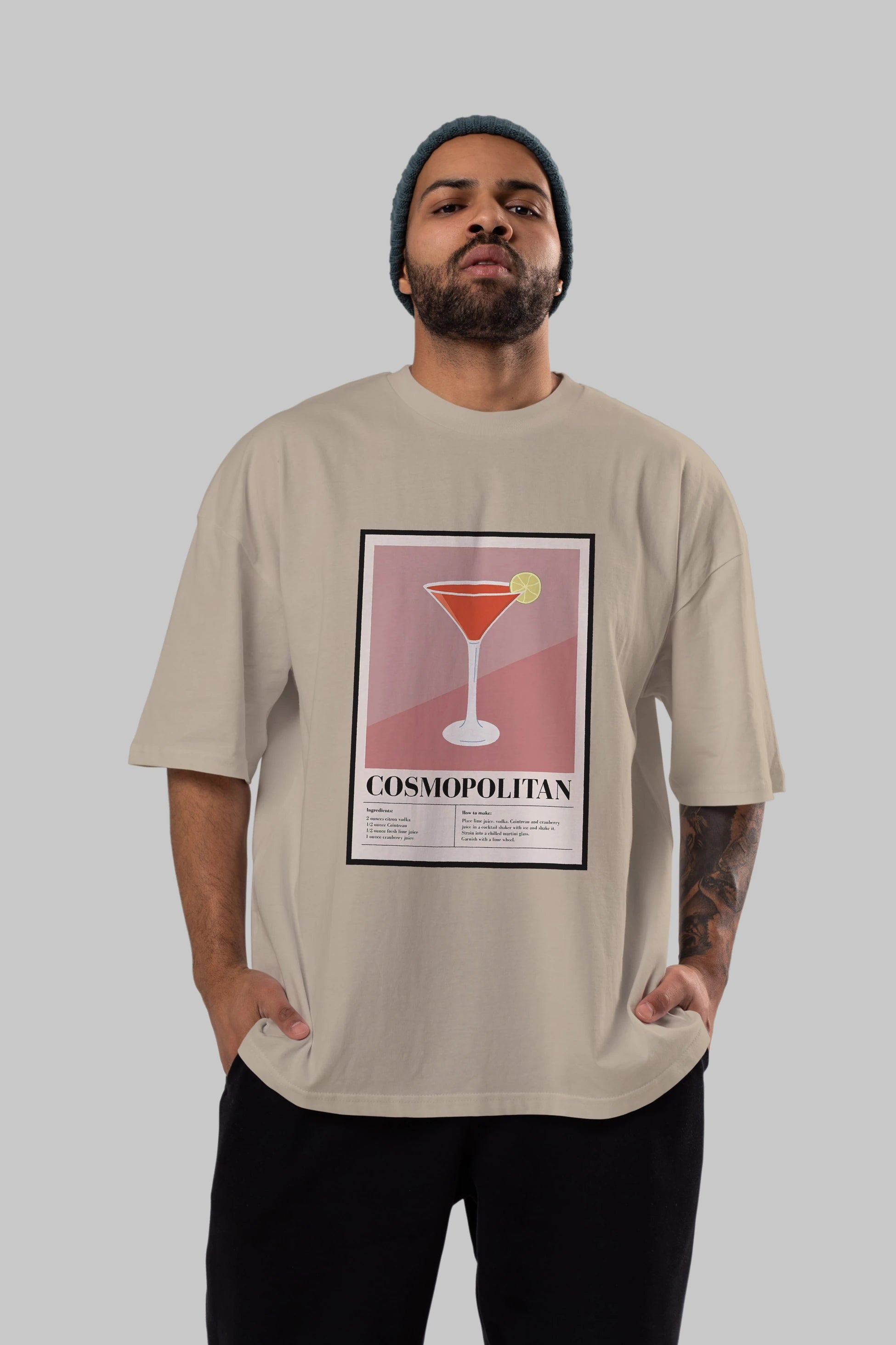 Cosmopolitan 3 Ön Baskılı Oversize t-shirt Erkek Kadın Unisex %100 Pamuk Bisiklet Yaka tişort
