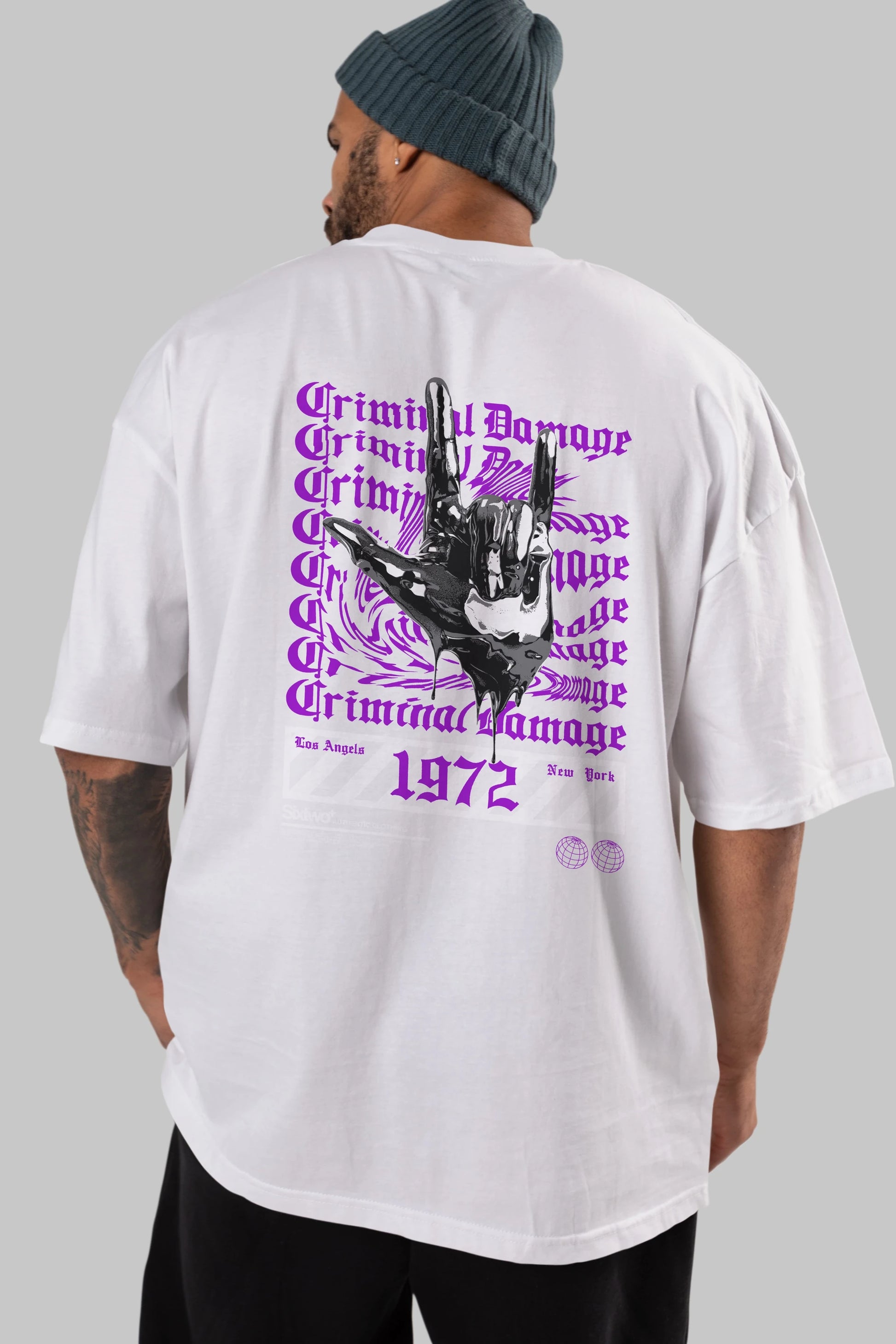 Criminal Damage 2 Arka Baskılı Oversize t-shirt Erkek Kadın Unisex