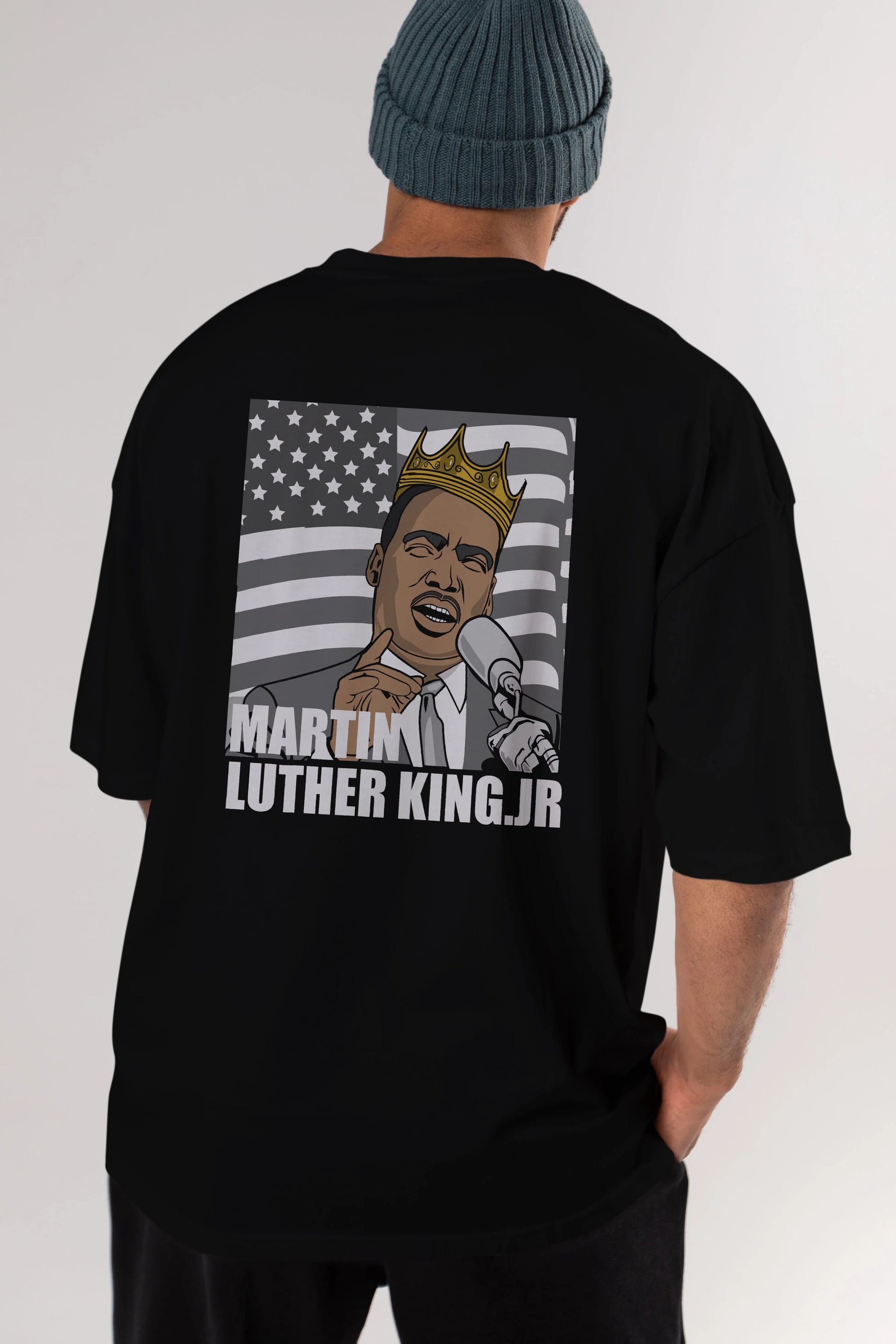 Luther King Arka Baskılı Oversize t-shirt Erkek Kadın Unisex %100 Pamuk tişort