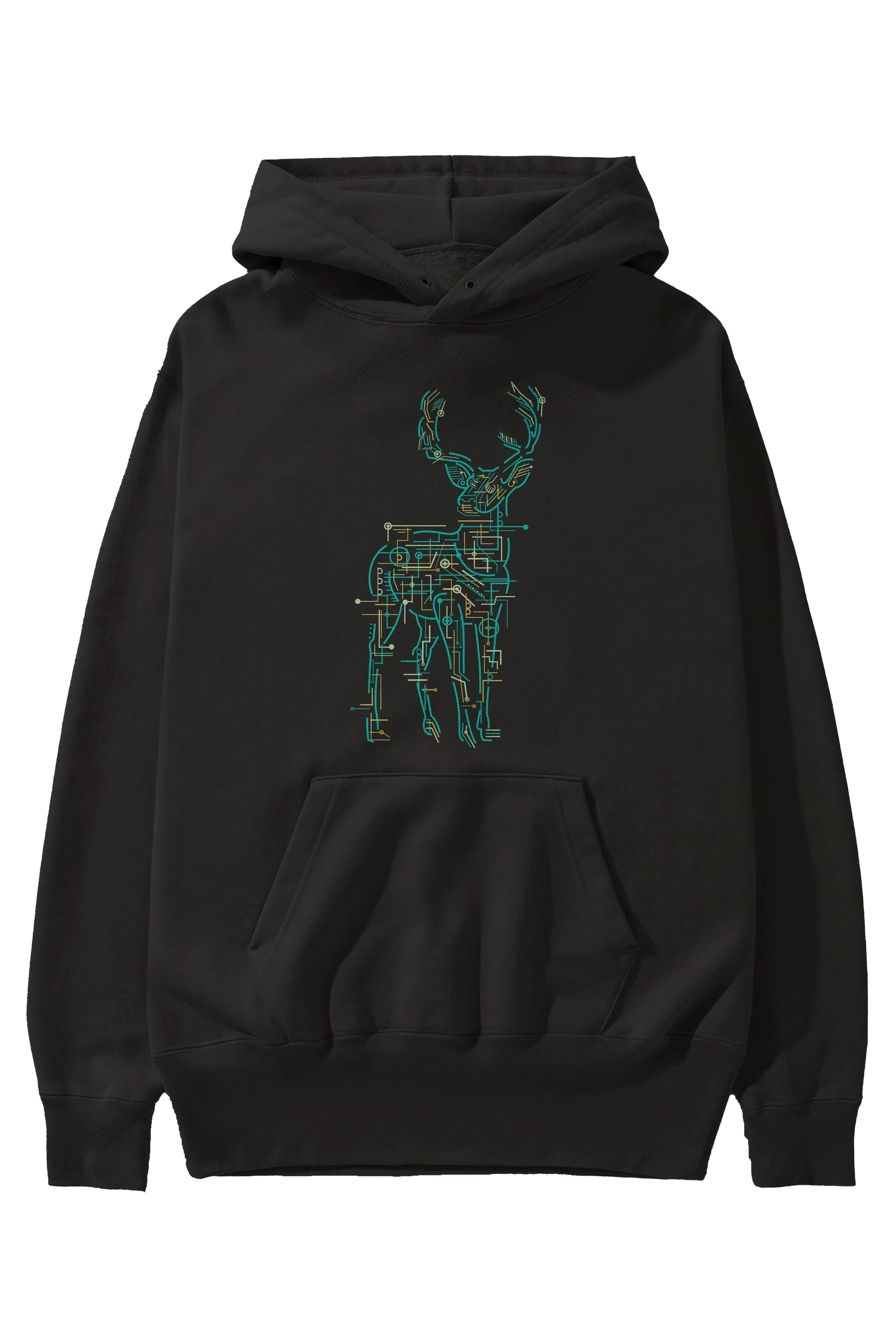 Electric Deer Ön Baskılı Hoodie Oversize Kapüşonlu Sweatshirt Erkek Kadın Unisex