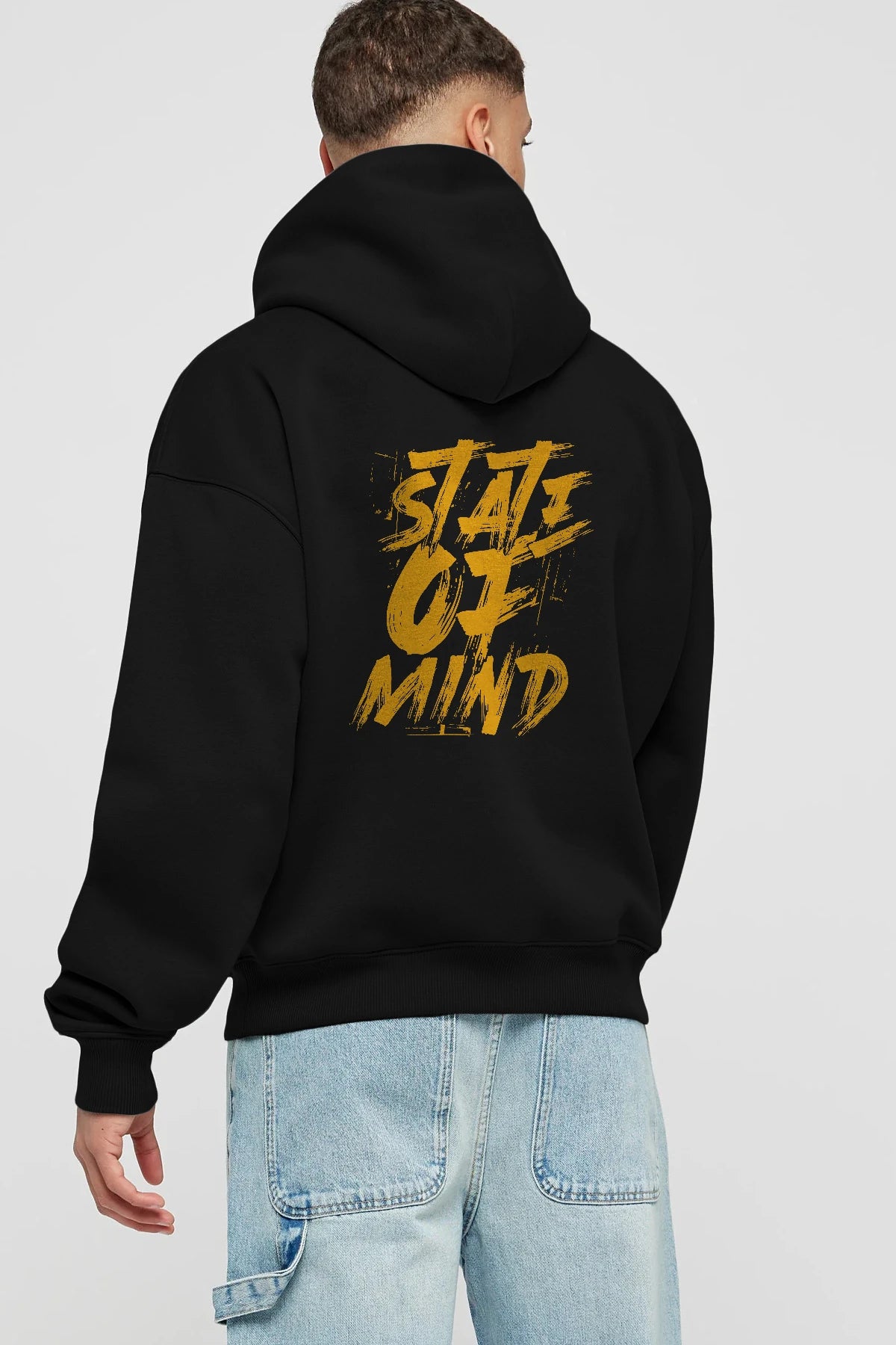 State on Mind Arka Baskılı Hoodie Oversize Kapüşonlu Sweatshirt Erkek Kadın Unisex