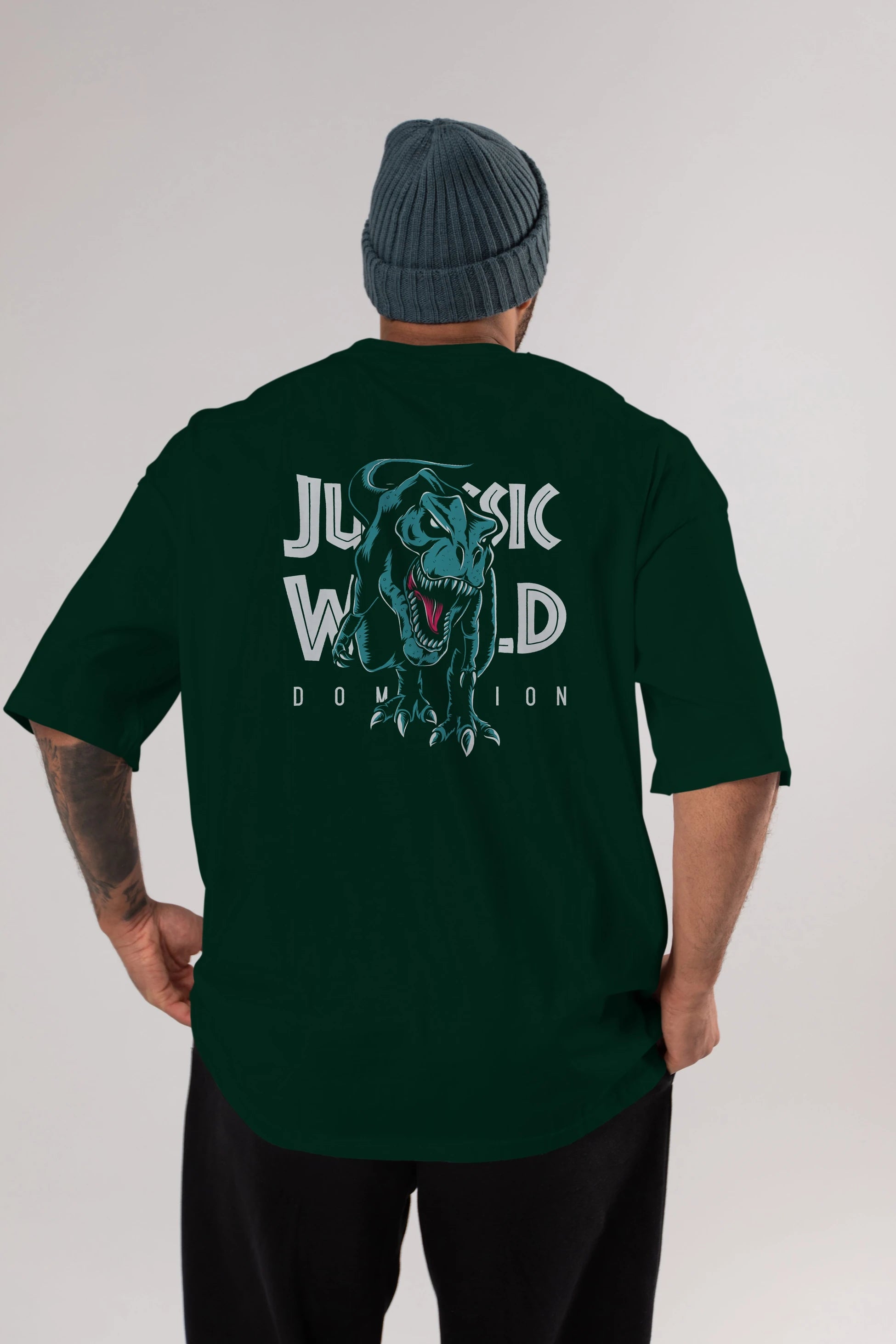 Jurassic Park (1) Arka Baskılı Oversize t-shirt Erkek Kadın Unisex %100 Pamuk Bisiklet Yaka tişort